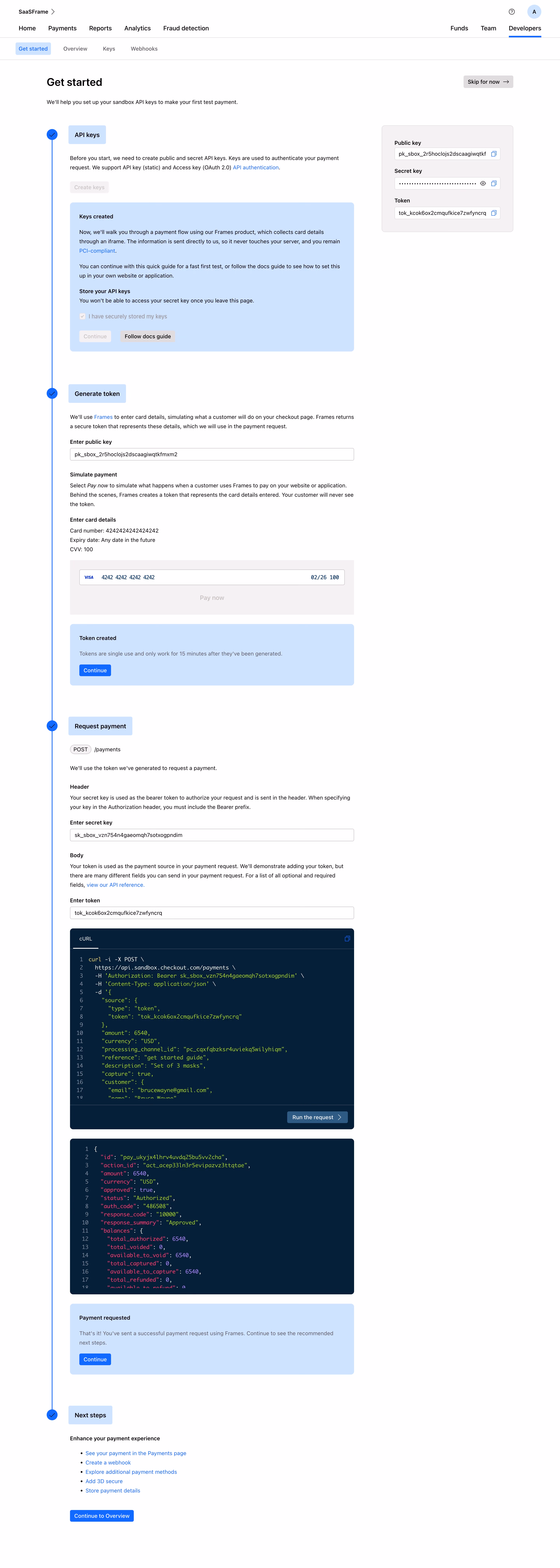 Checkout.com Set Up API Keys