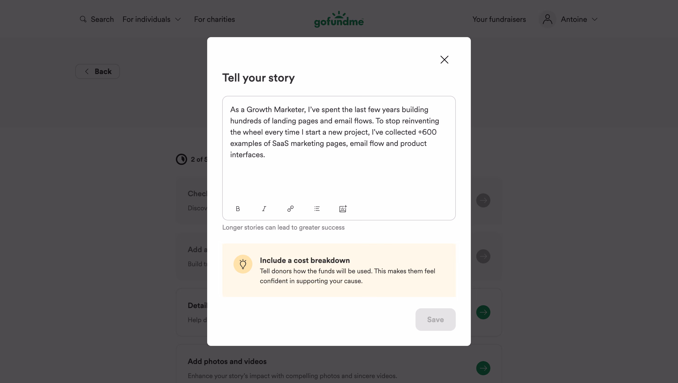 GoFundMe Account Setup