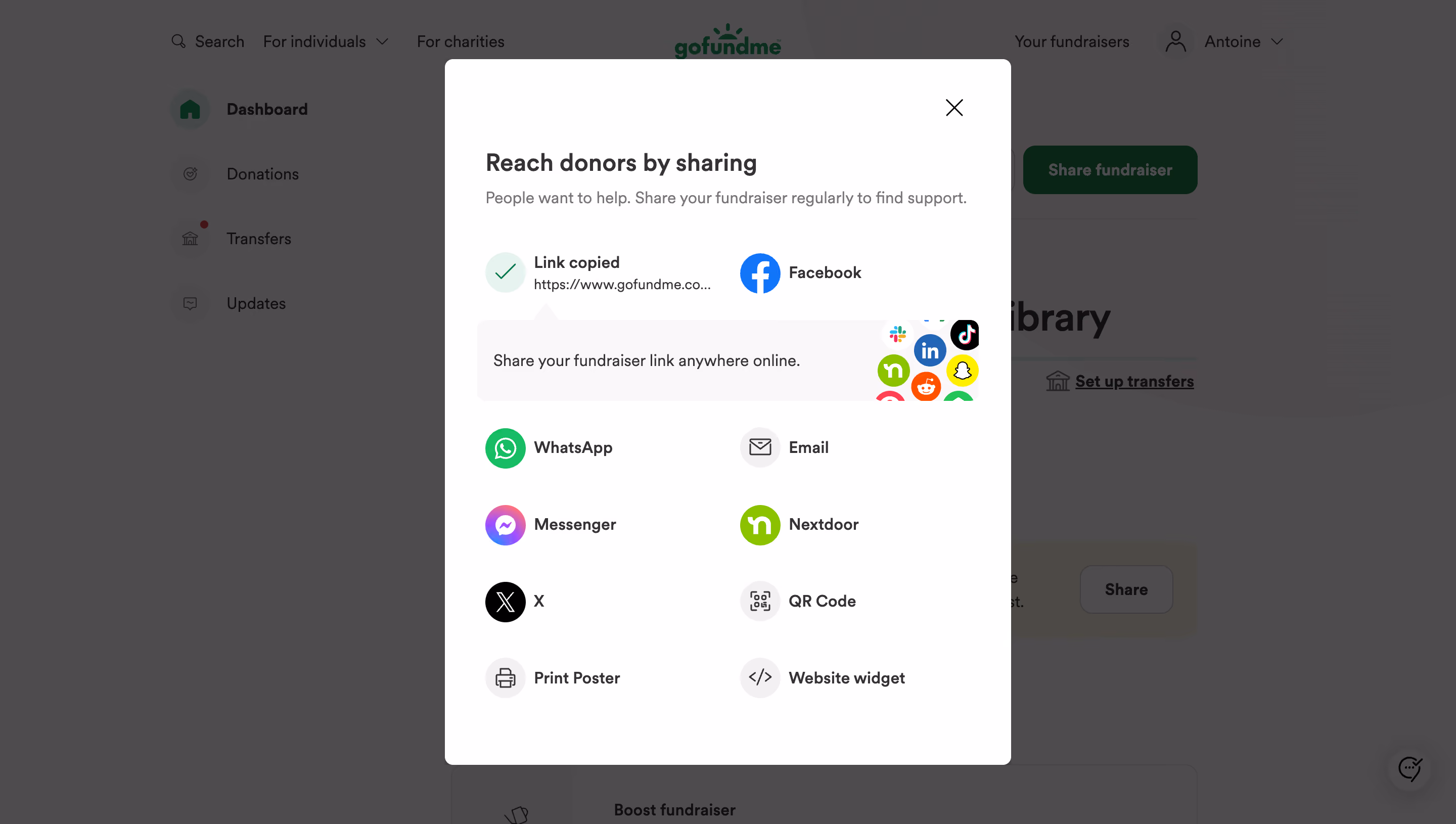 GoFundMe Copy Foundraiser Share Link