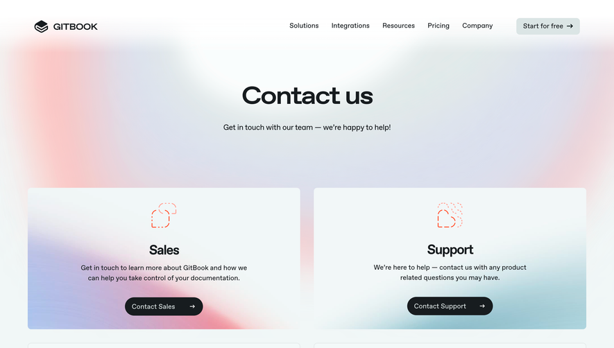 GitBook Contact Page