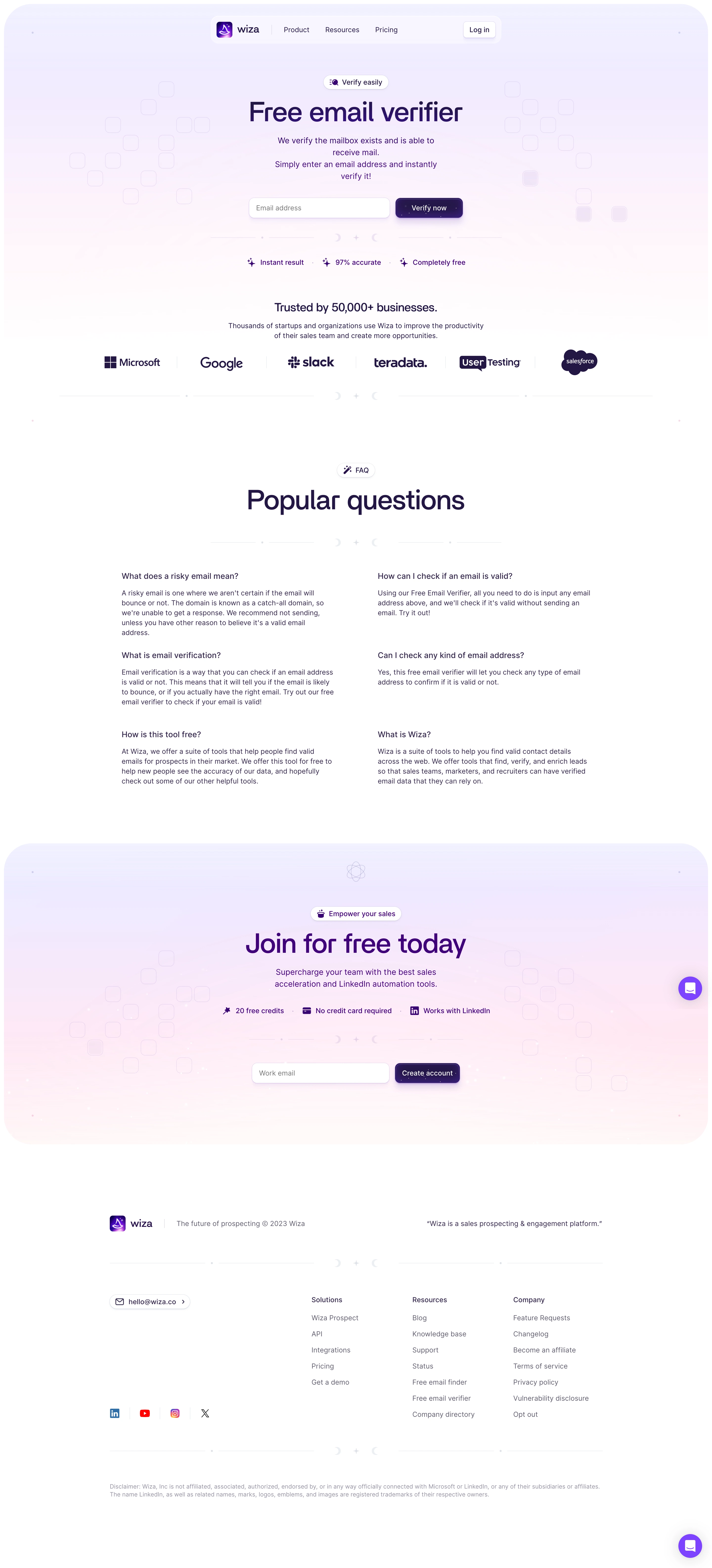 Wiza Free Email Verifier