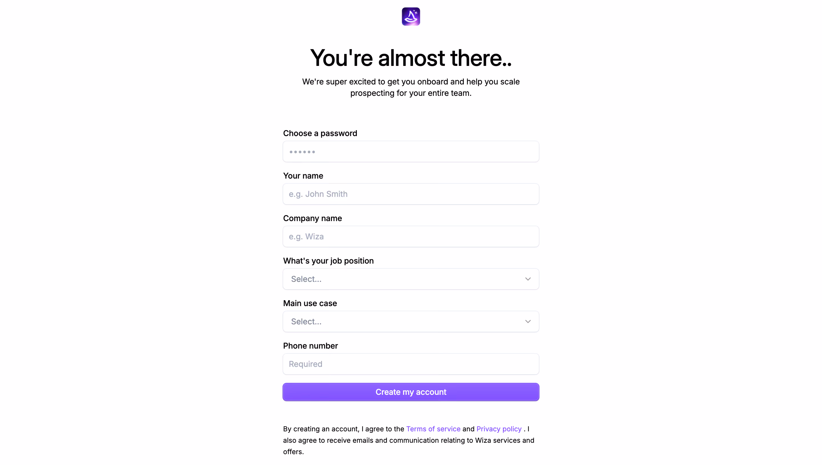 Wiza Account Setup