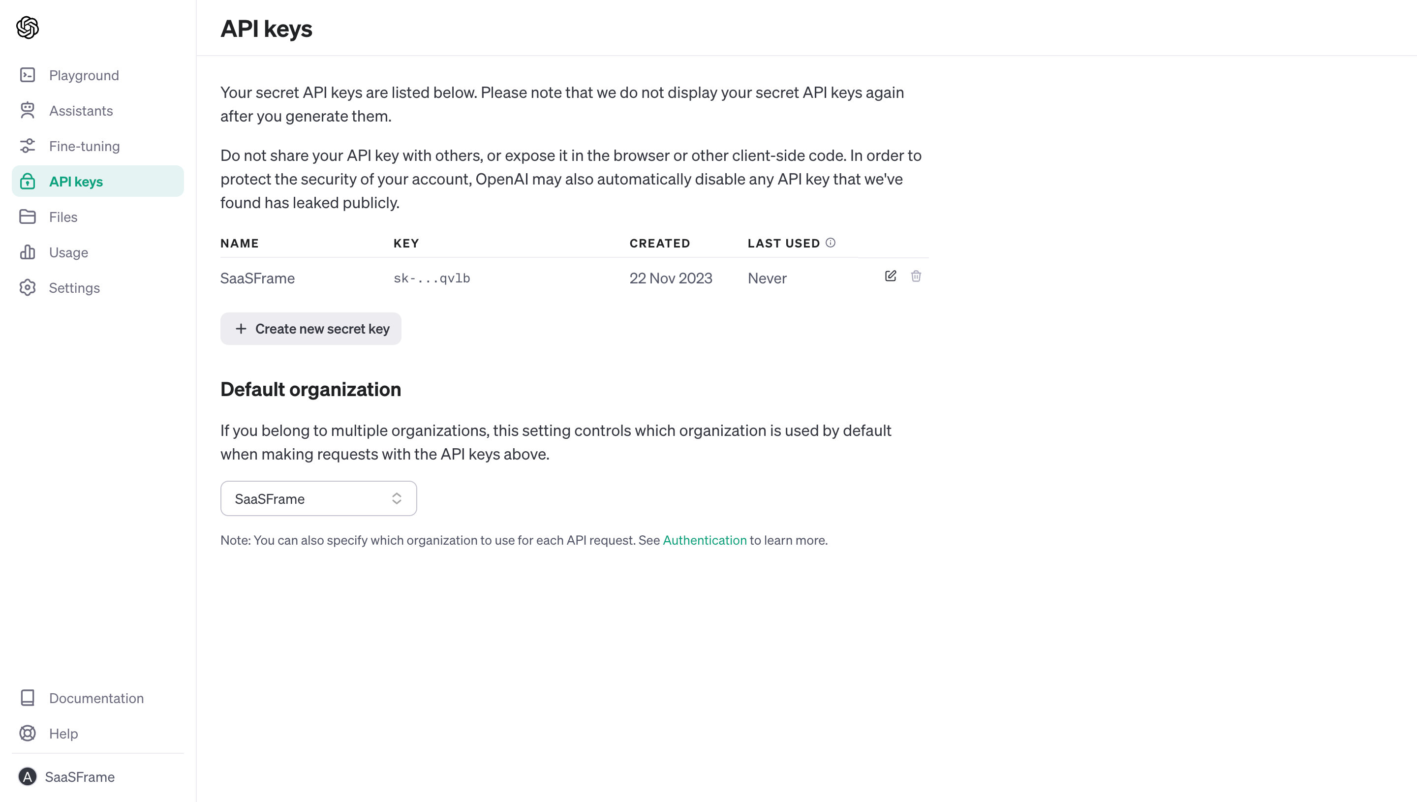 OpenAI API Keys