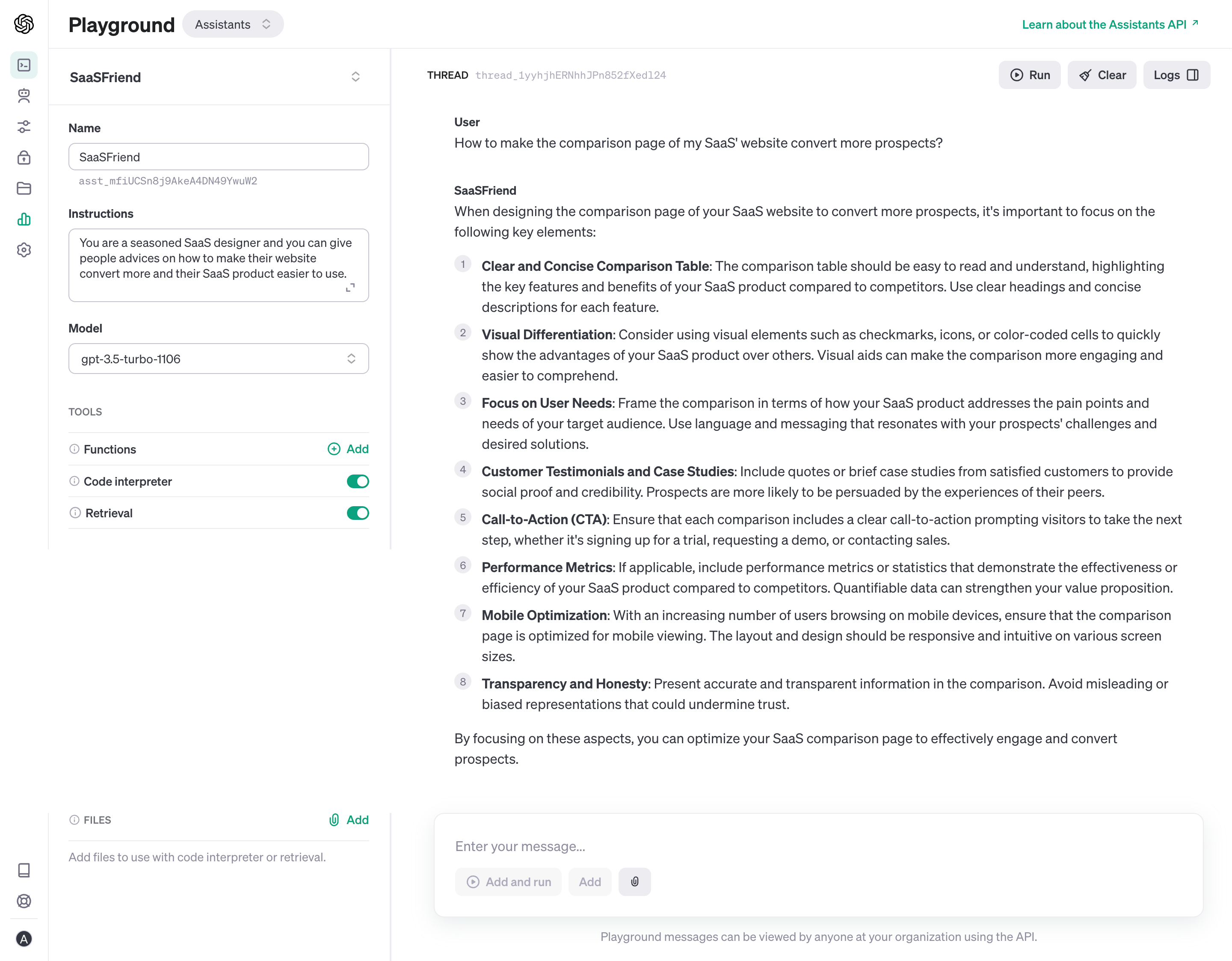 OpenAI Playground Chat