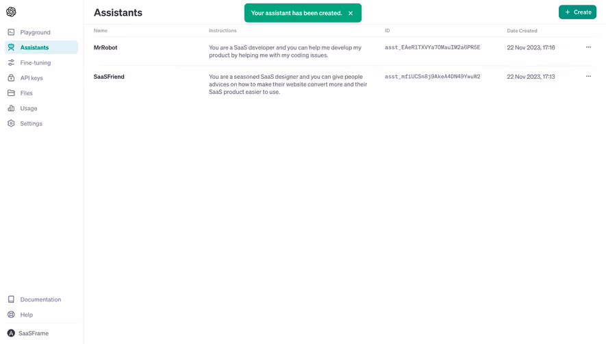 OpenAI New Assistant Created