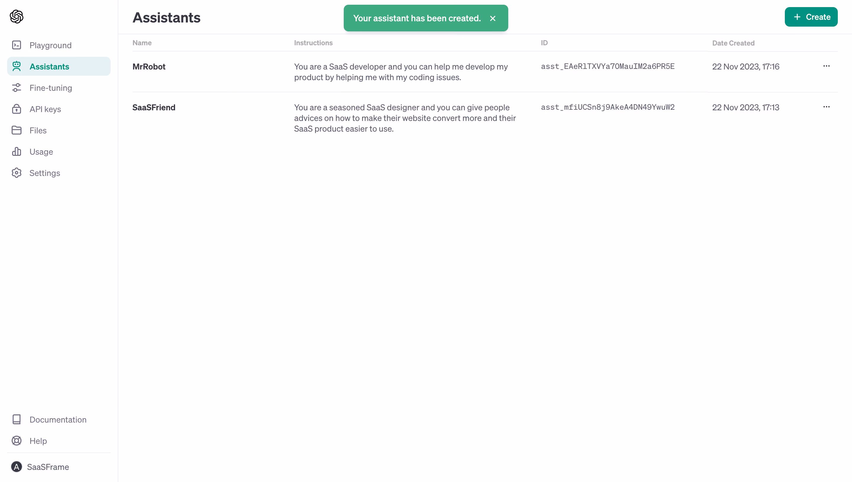 OpenAI New Assistant Created