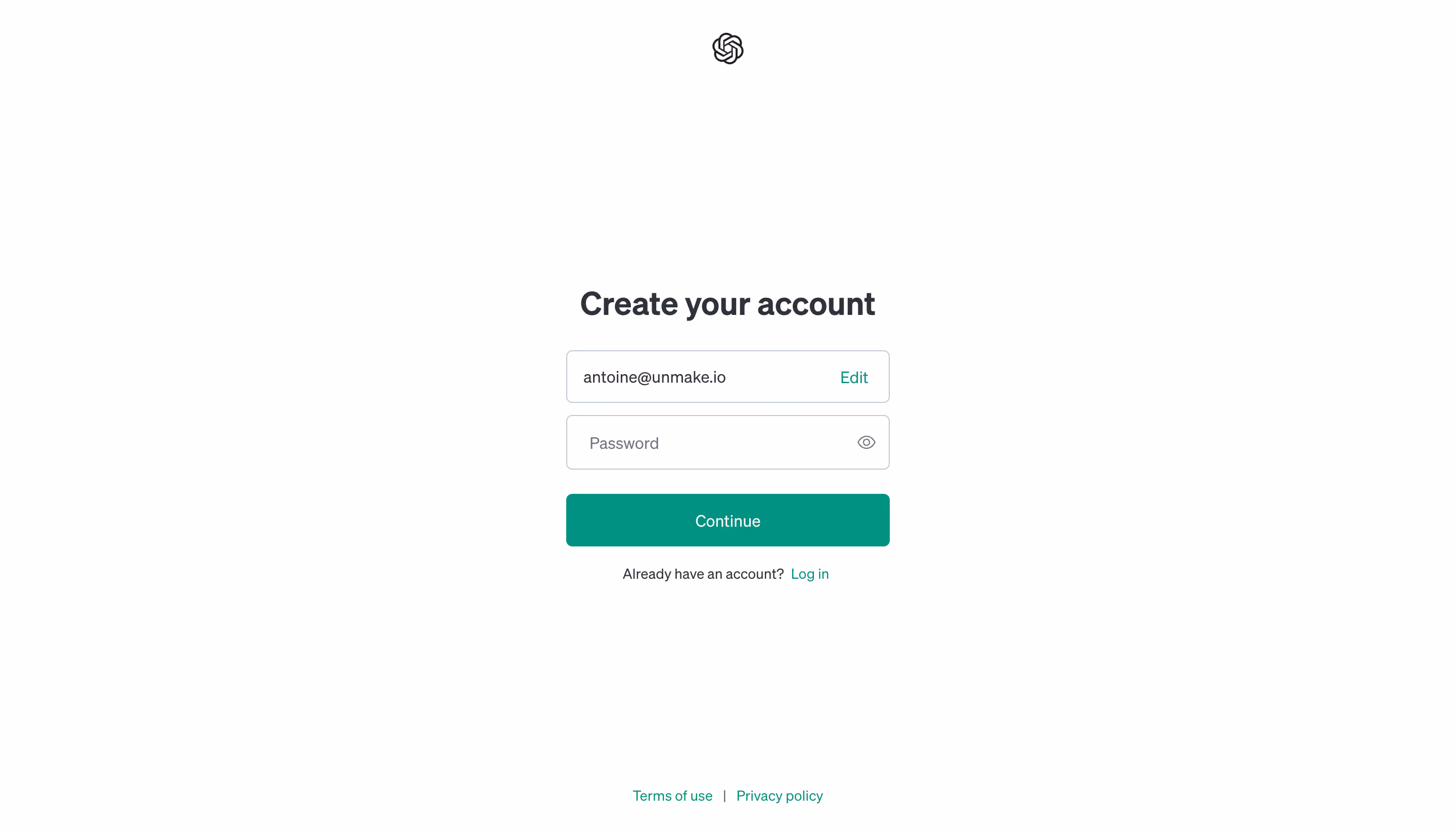 OpenAI Email Signup Page