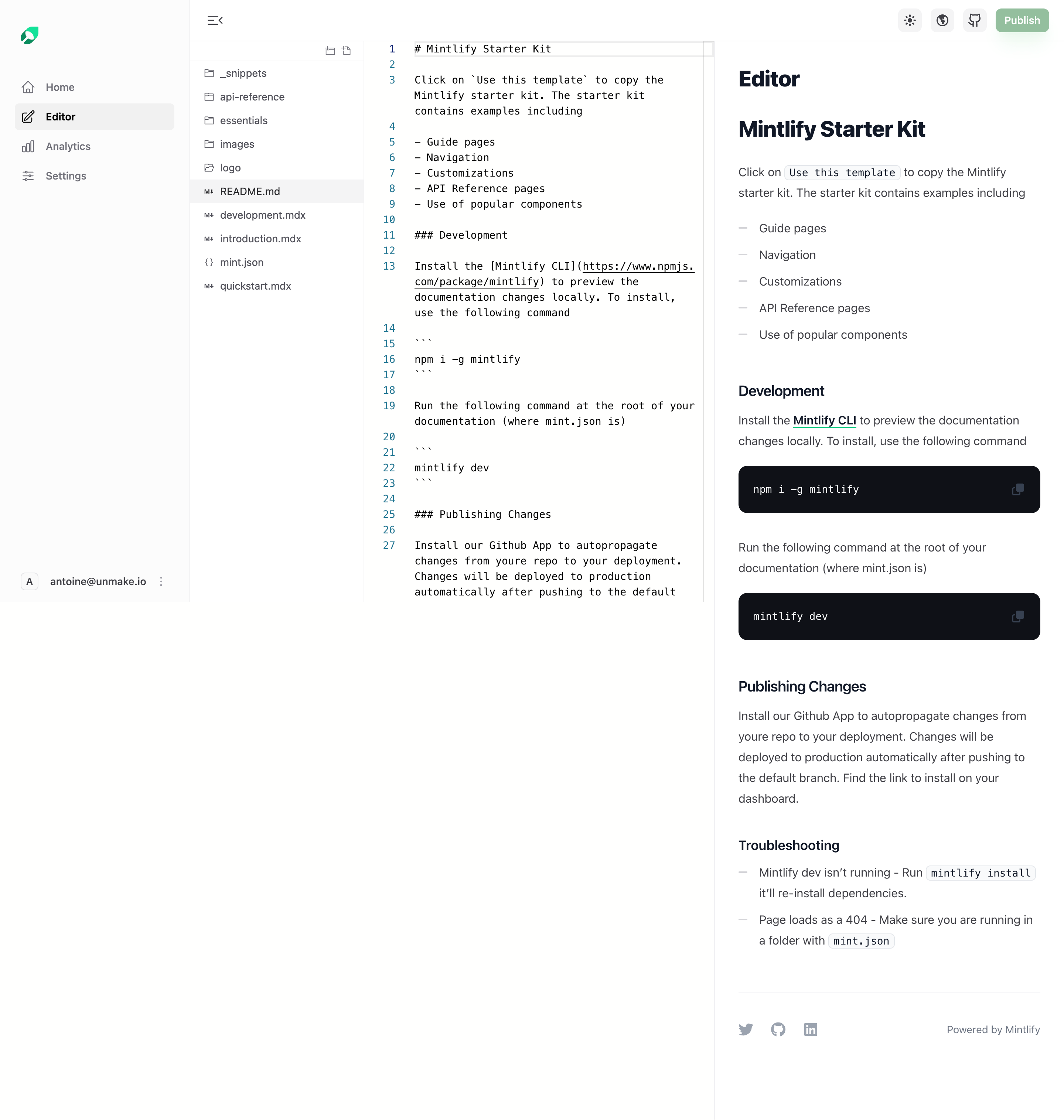 Mintlify Text Editor