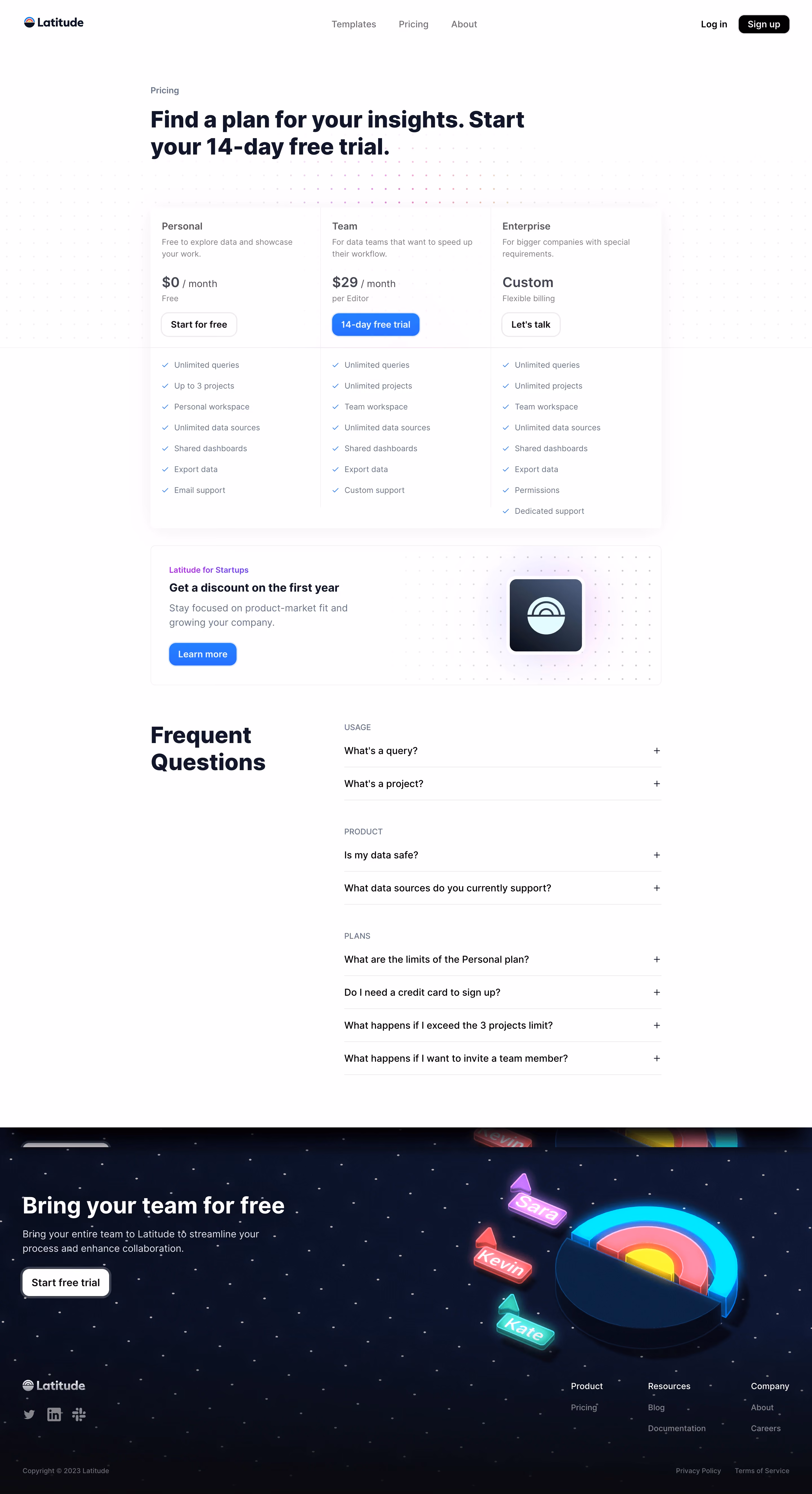 Latitude Pricing Page