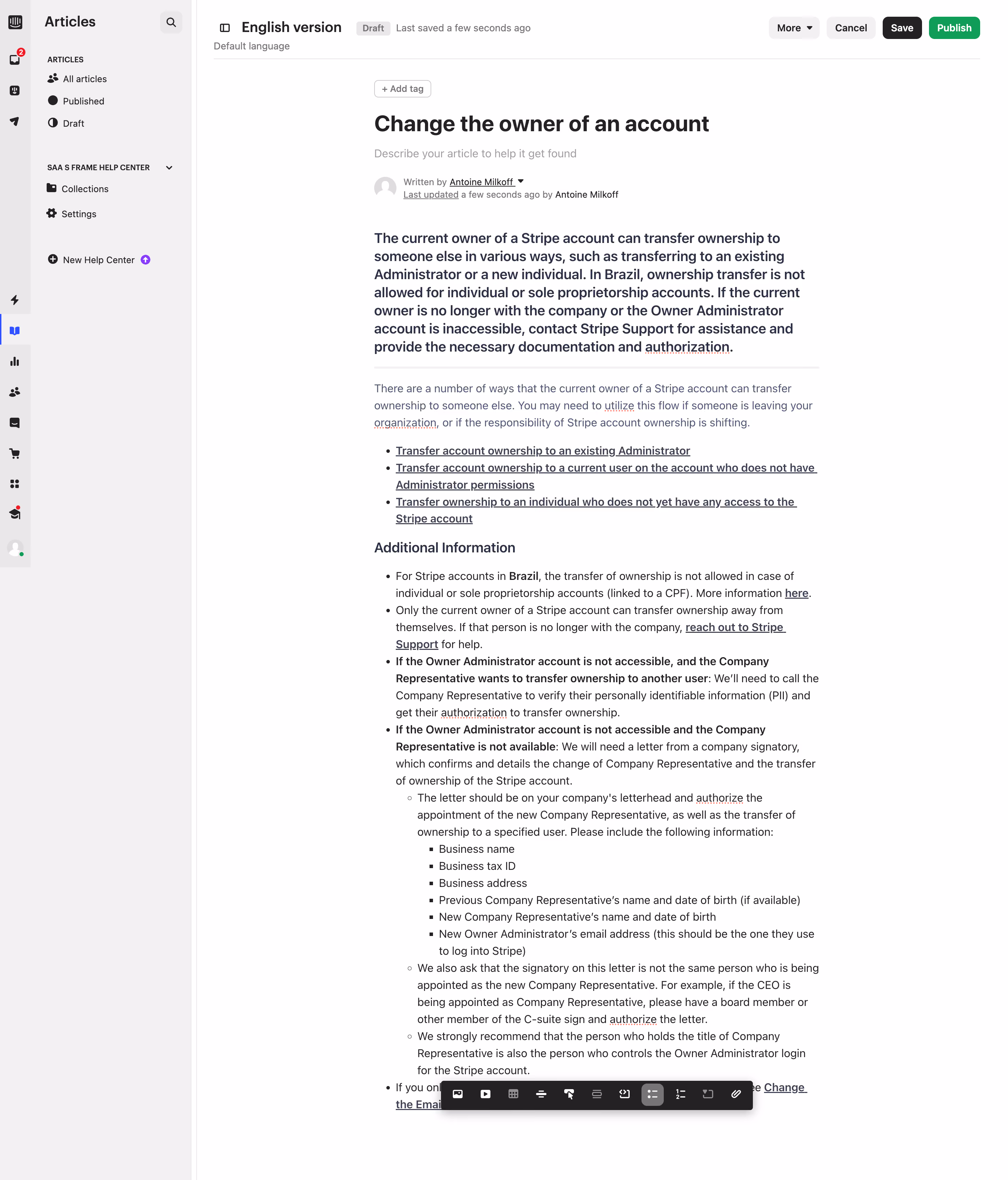 Intercom Article Editor