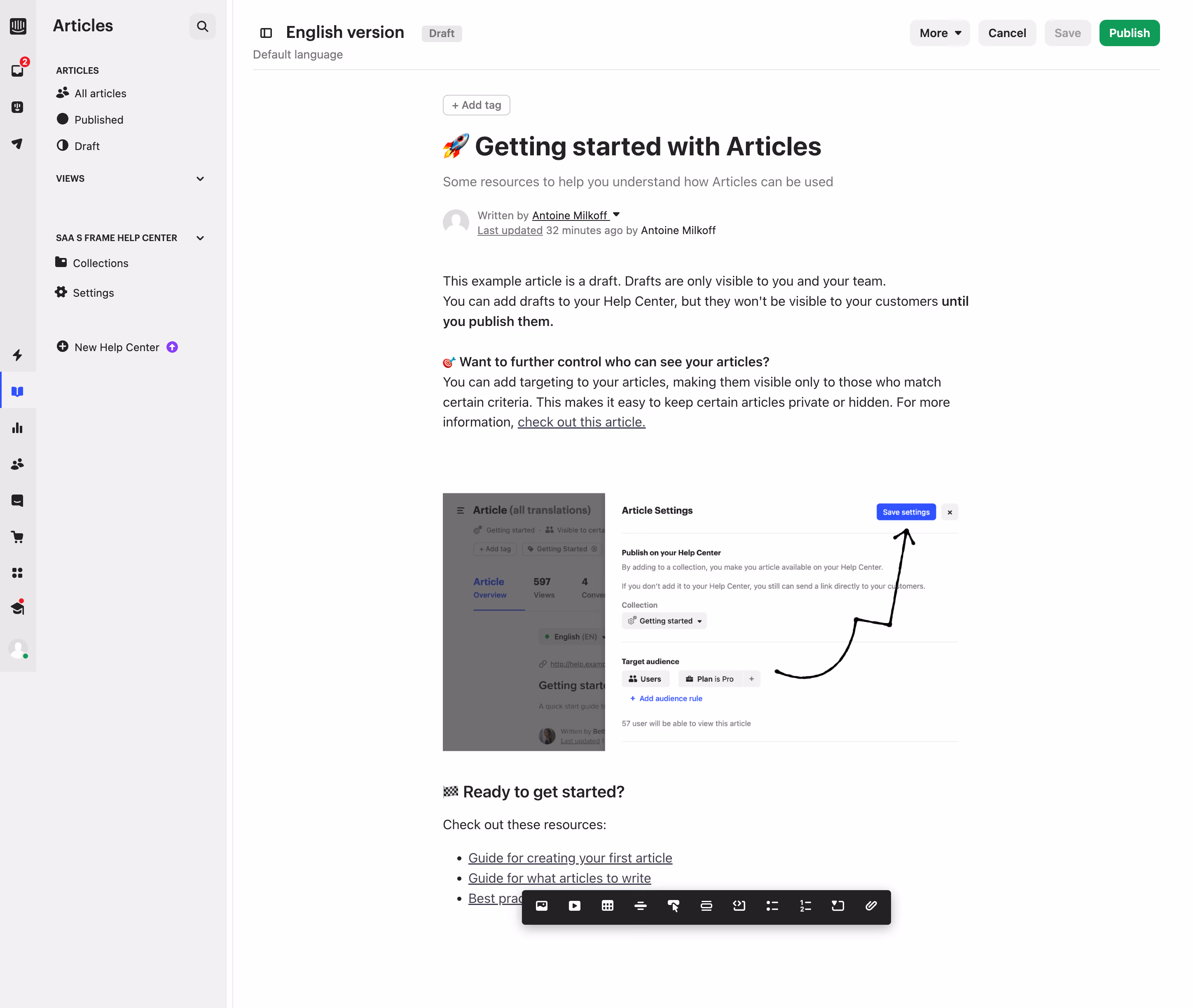 Intercom Edit Article