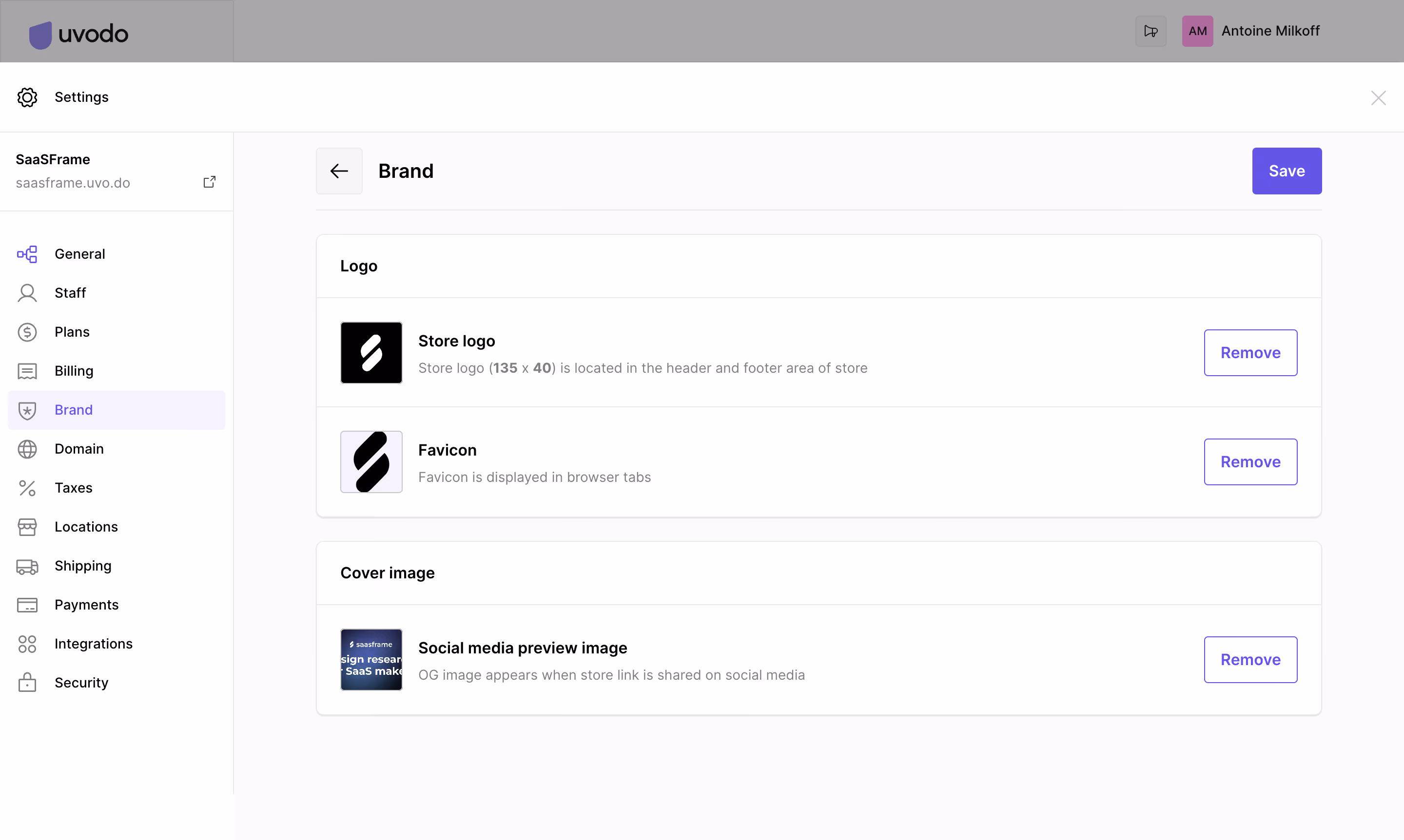 Uvodo Brand Settings