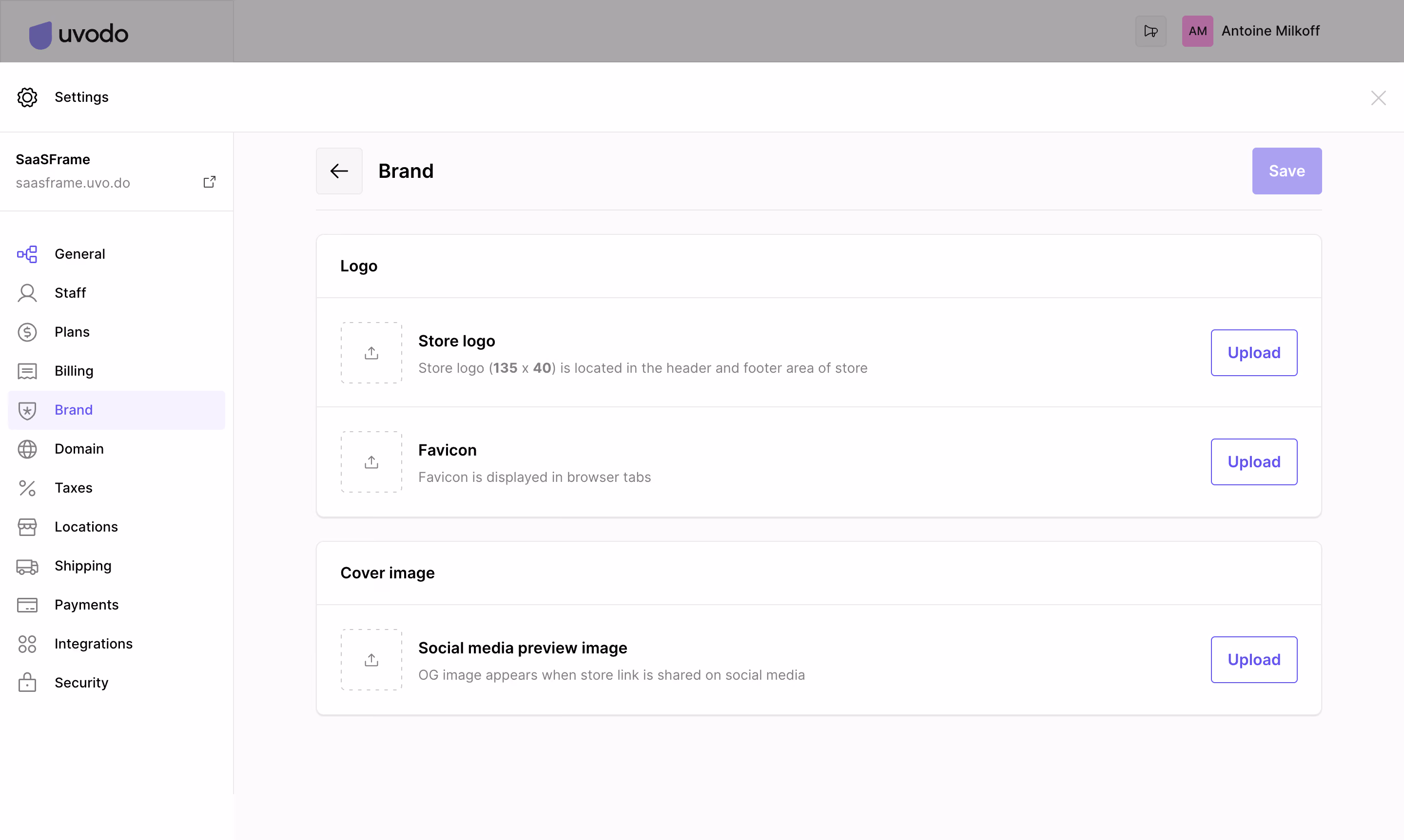 Uvodo Brand Settings