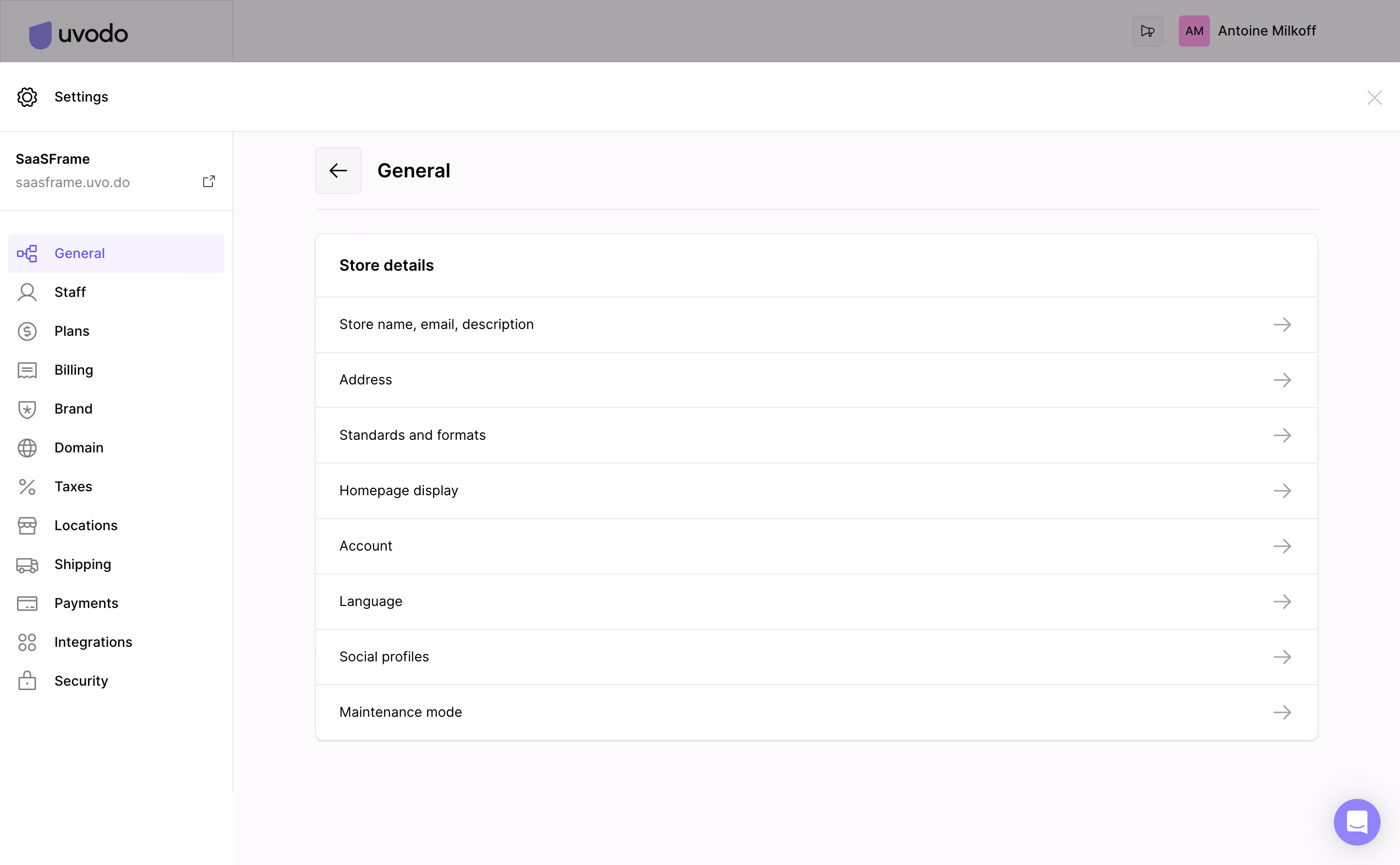 Uvodo General Settings