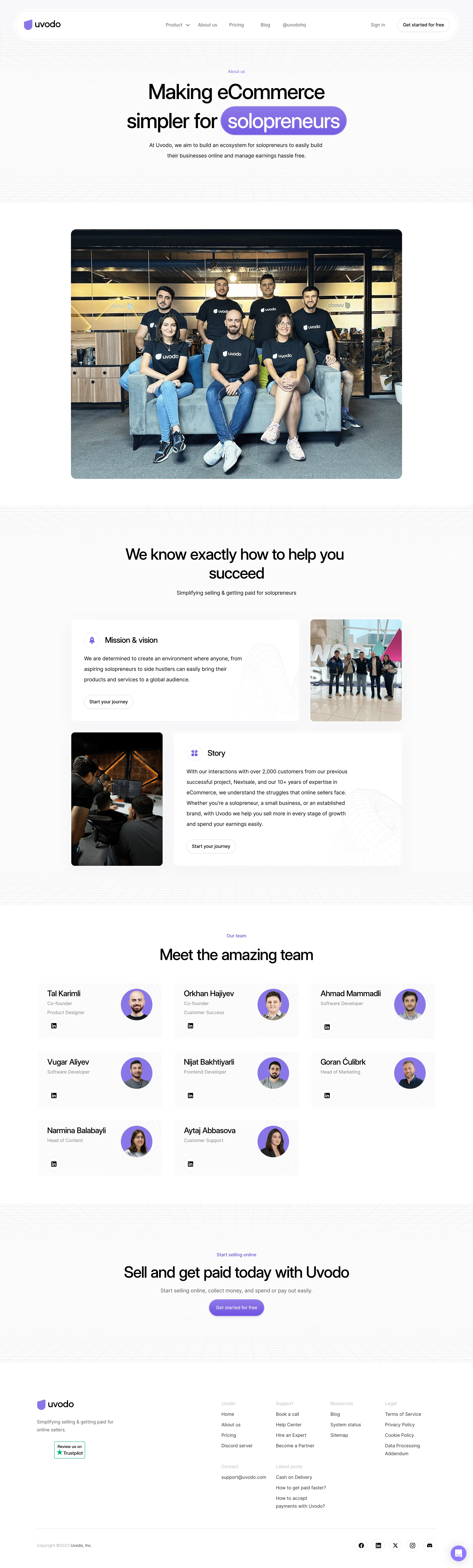 Uvodo About Page
