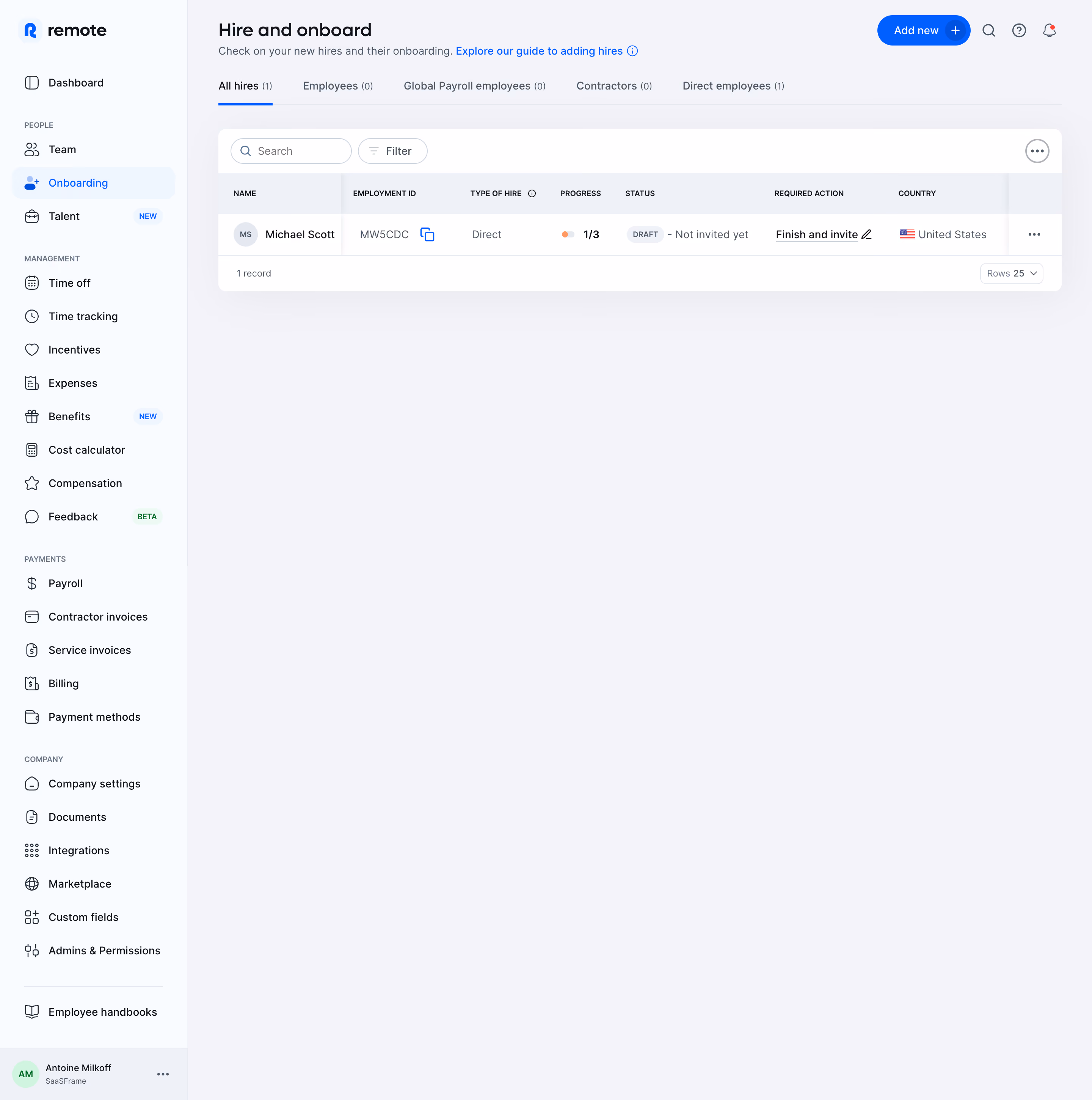 Remote Hire & Onboarding Table