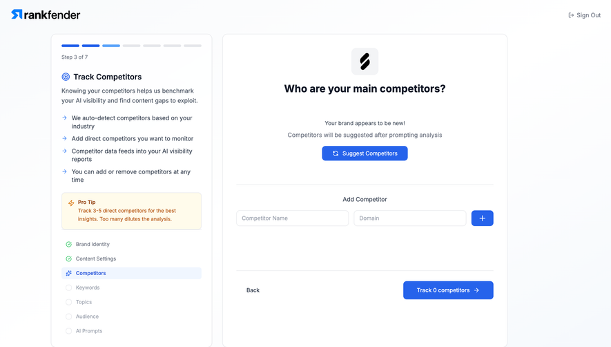 Rankfender Add Competitors