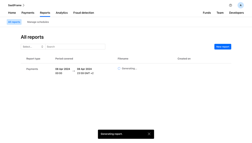 Checkout.com Generating Report