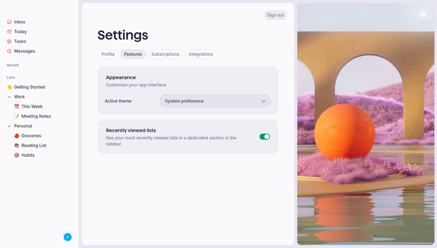 Superlist Features Settings