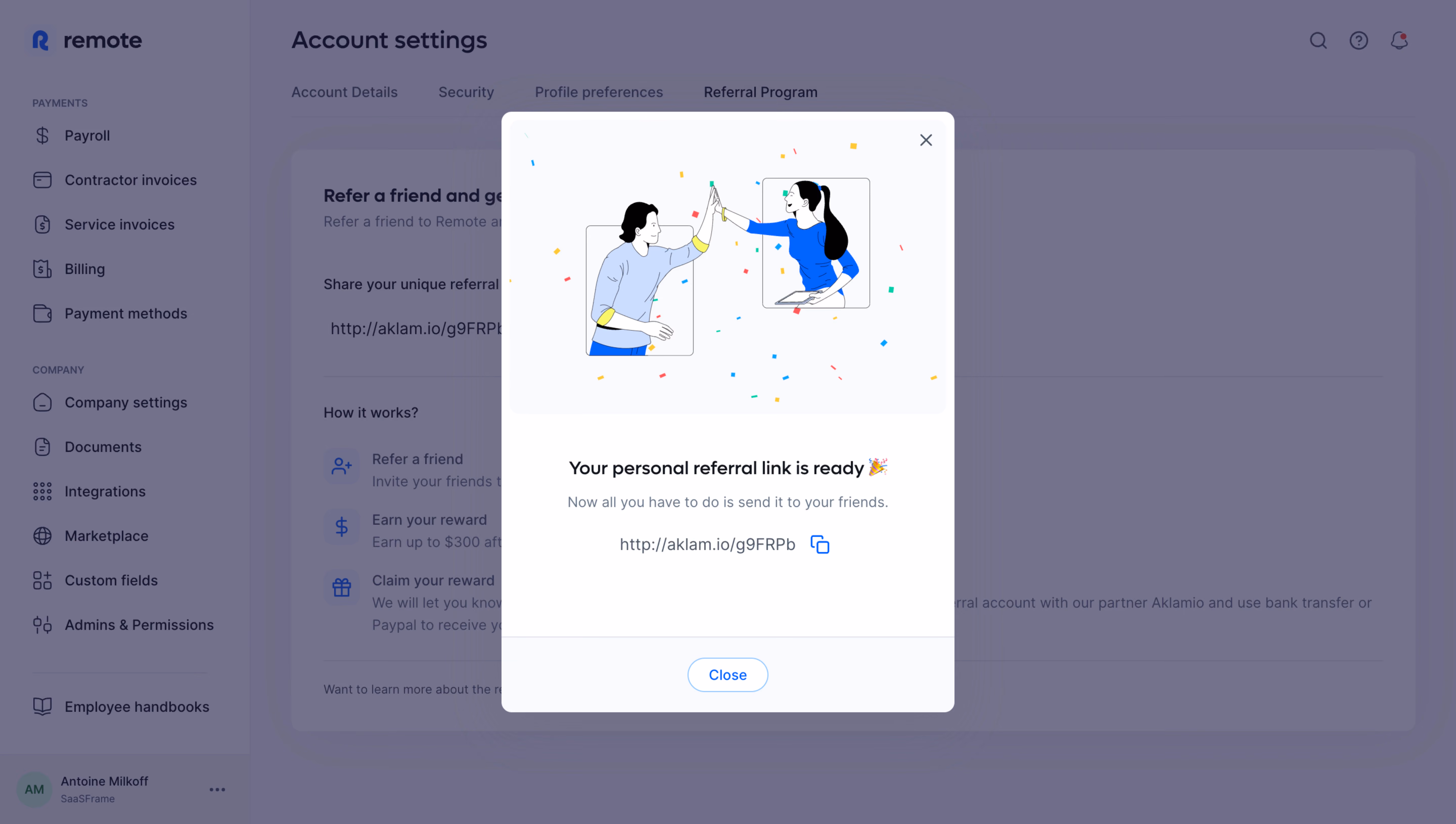 Remote Referral Link Ready