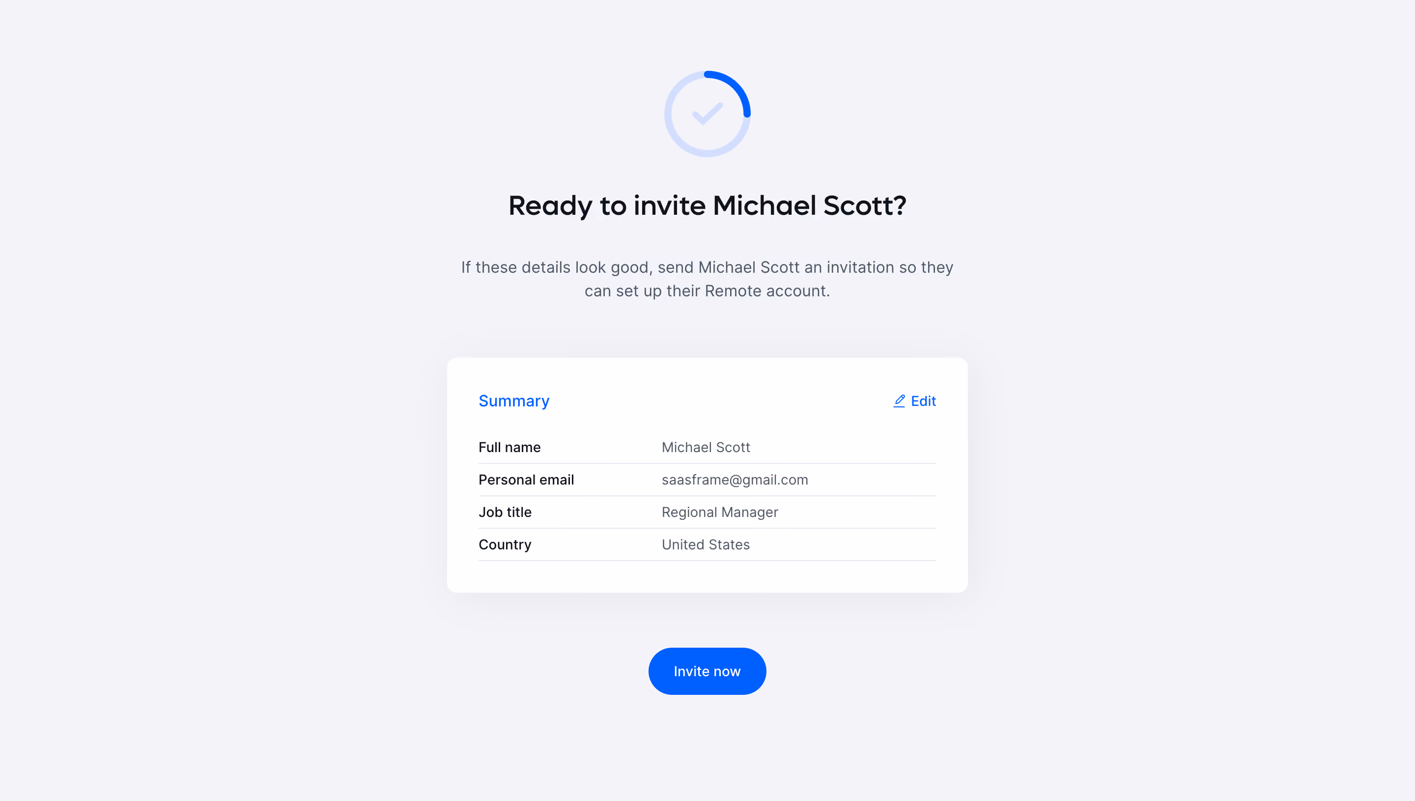 Remote Send Employee Invite