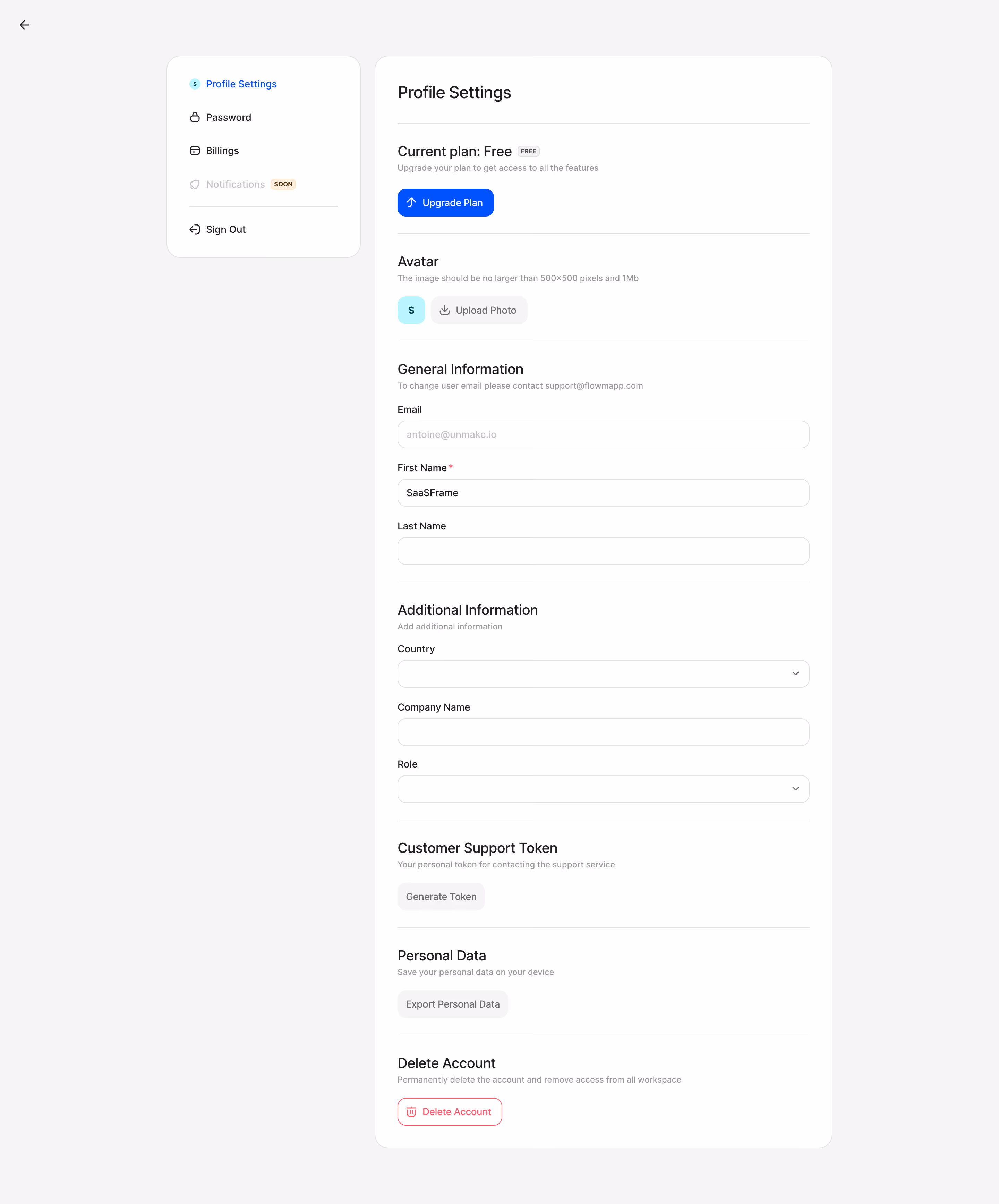 FlowMapp General Settings