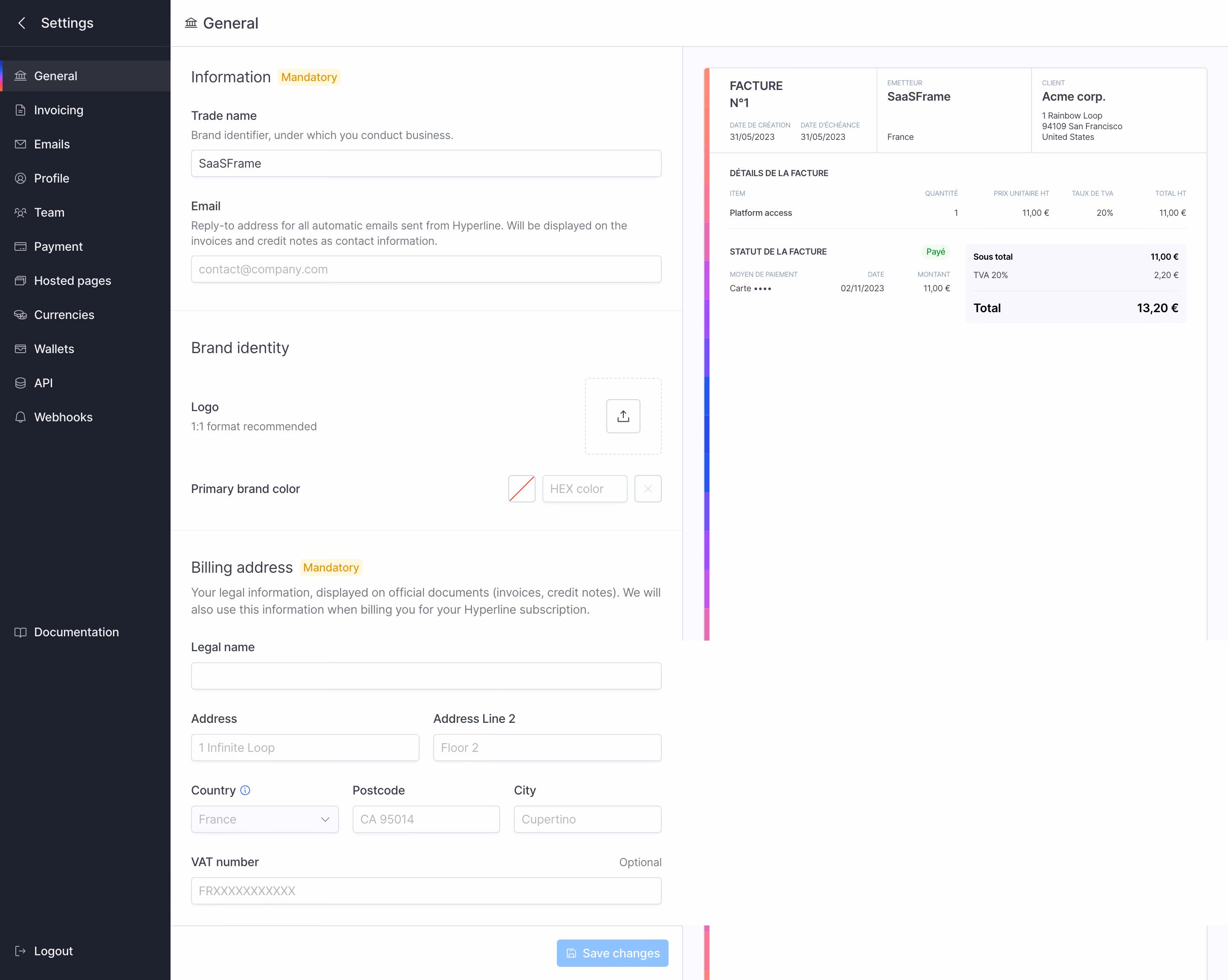 Hyperline General Settings