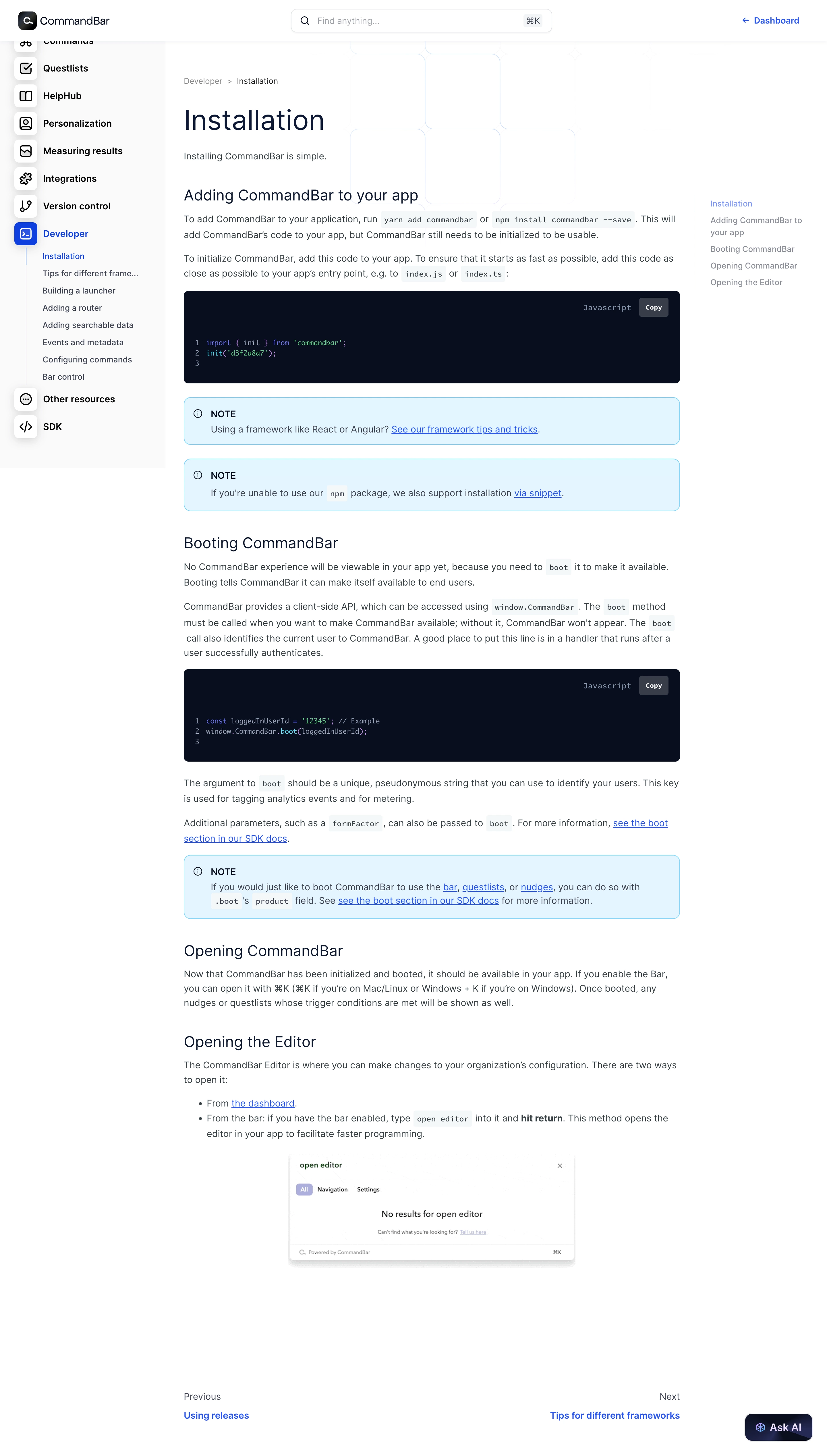 CommandBar Documentation