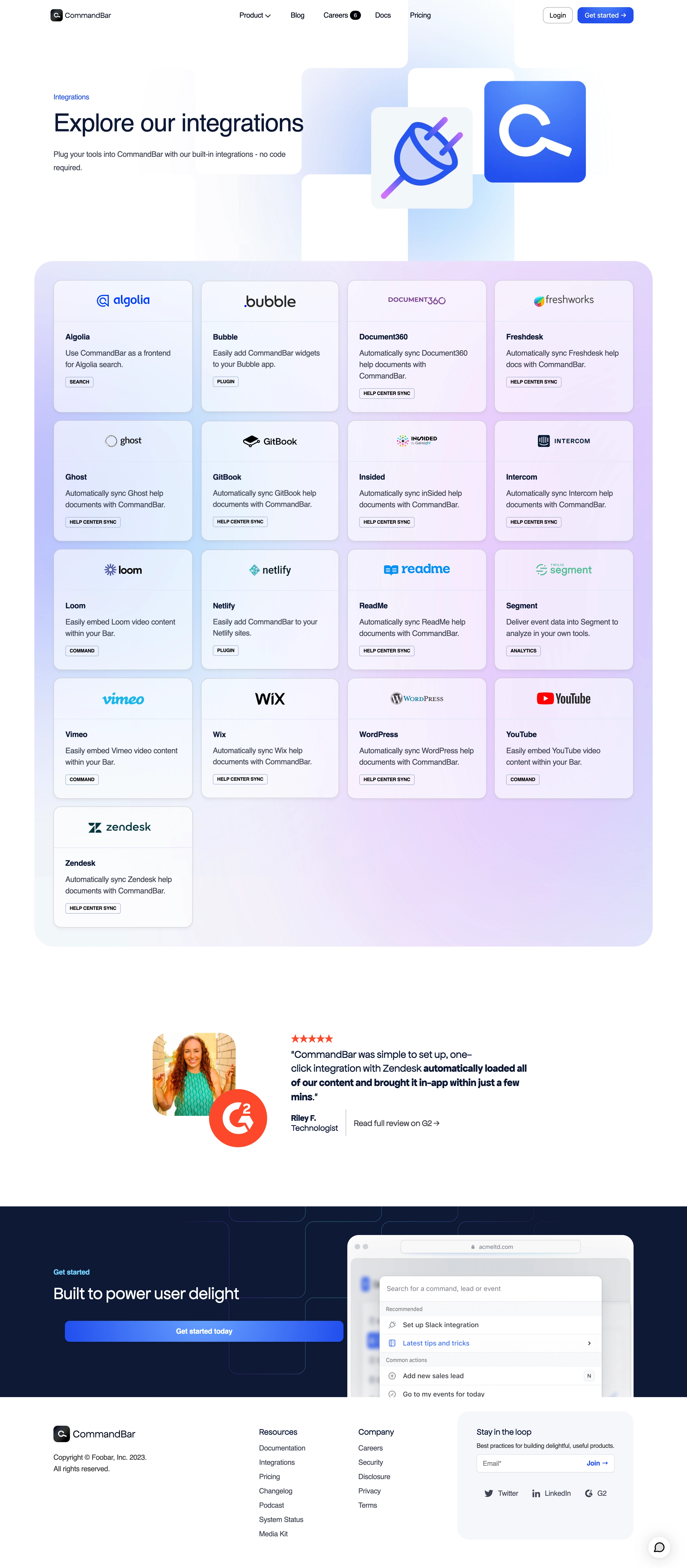 CommandBar Integrations Library