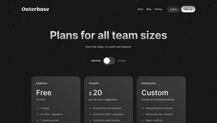 Outerbase Pricing Page