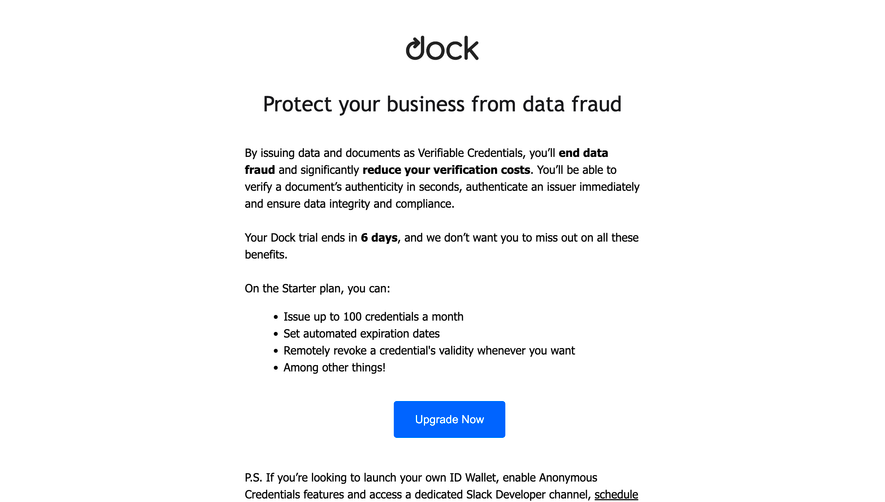 Dock Free Trial Emails