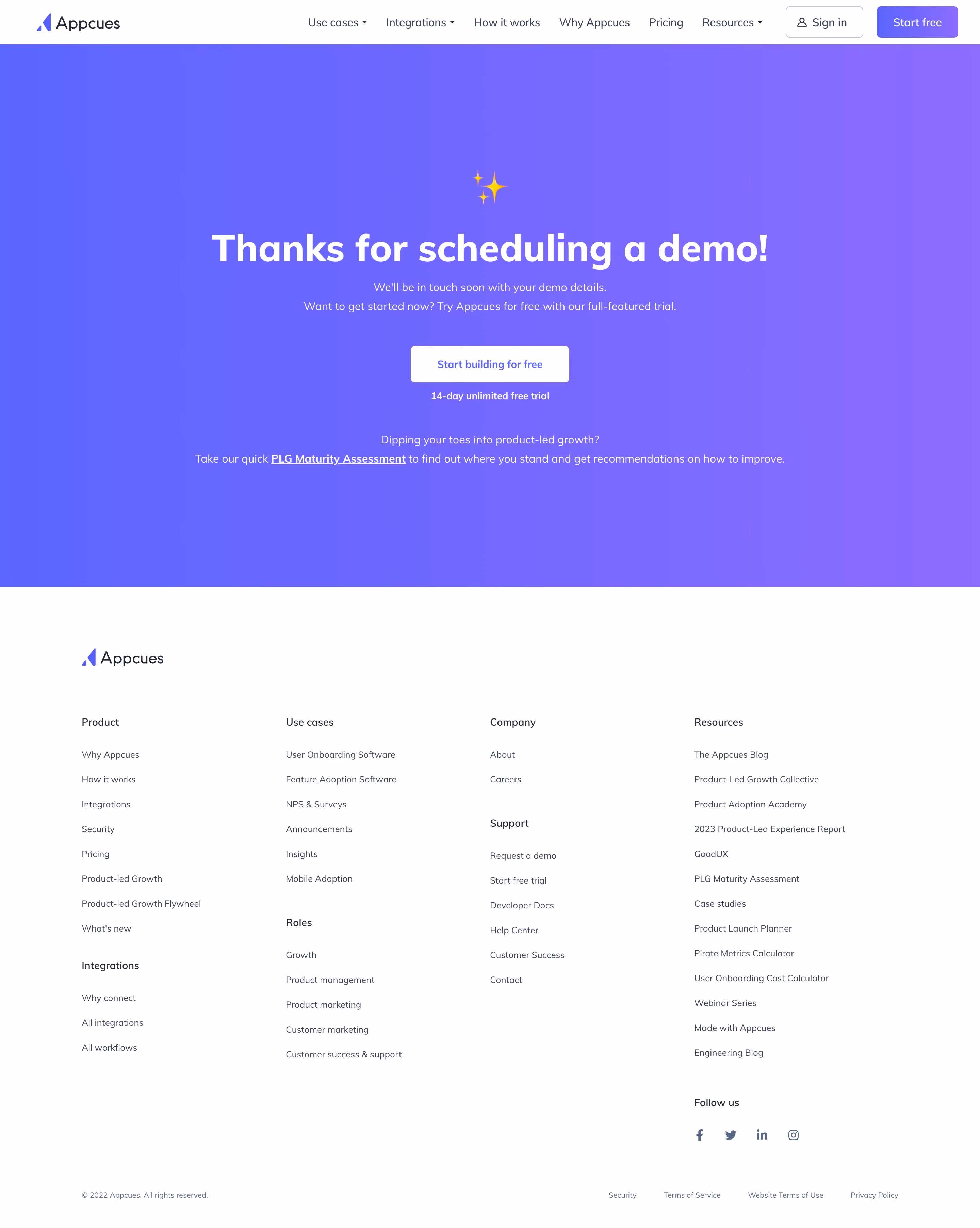 Appcues Thank You Page