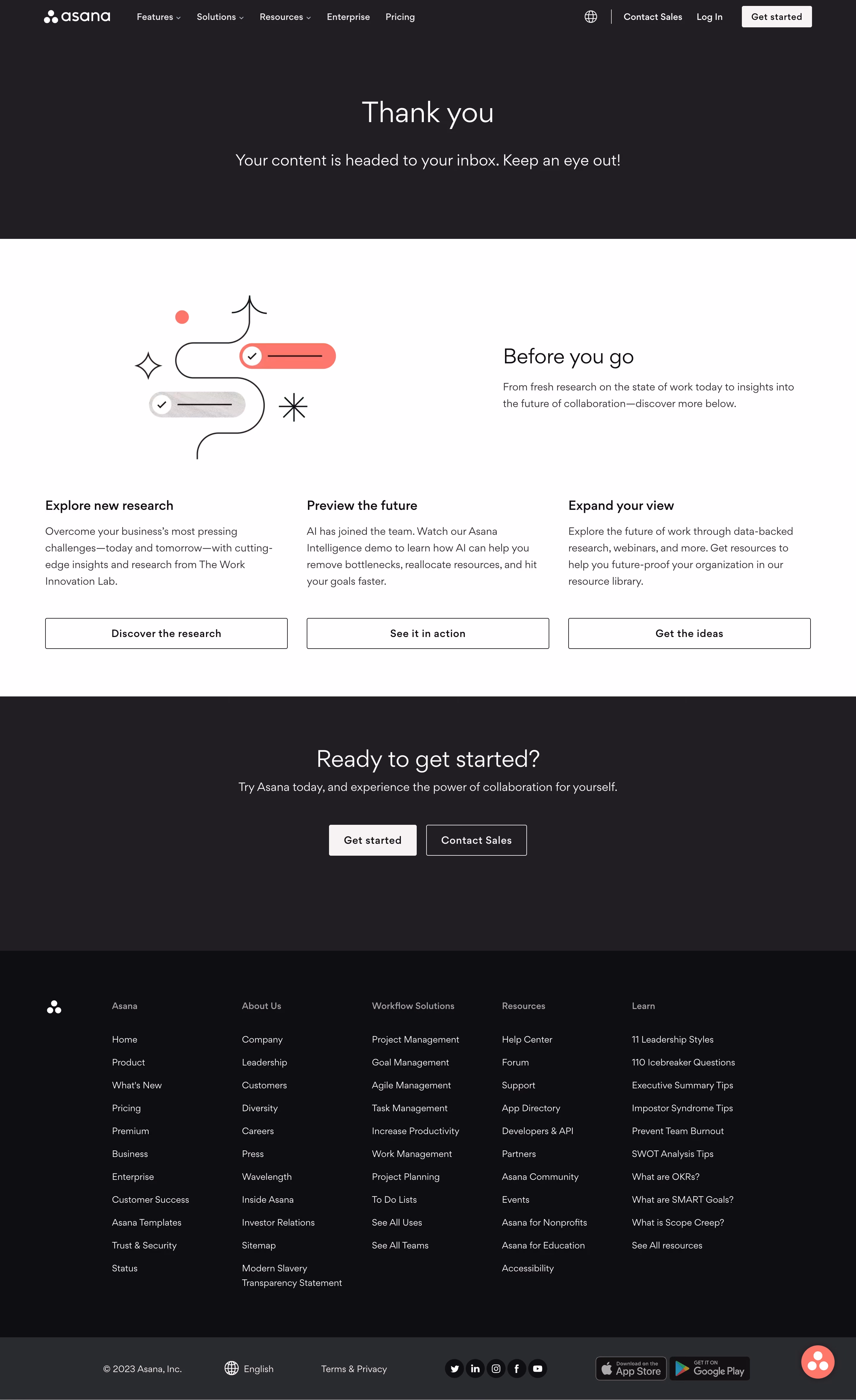 Asana Thank You Page