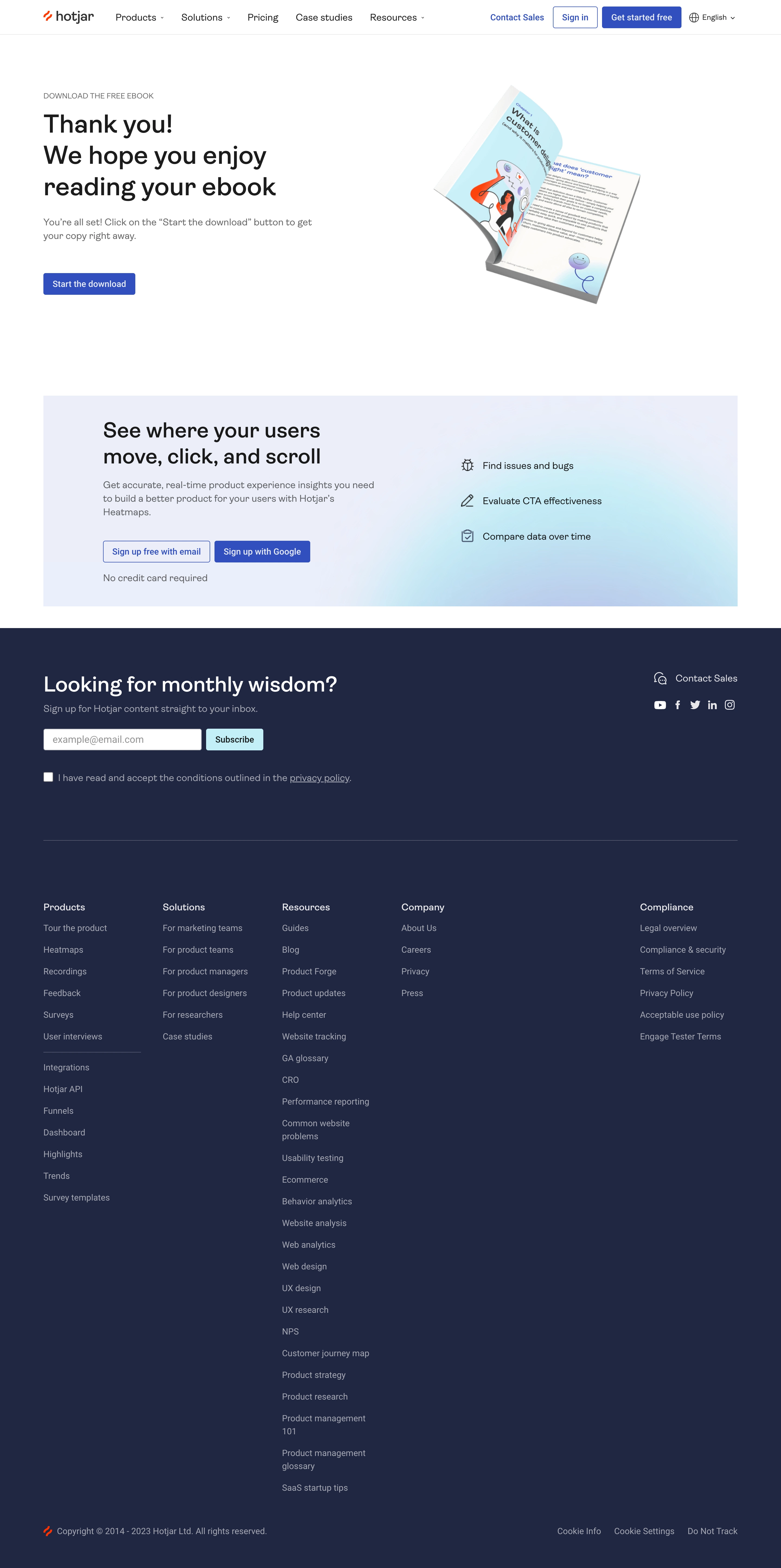 Hotjar Thank You Page