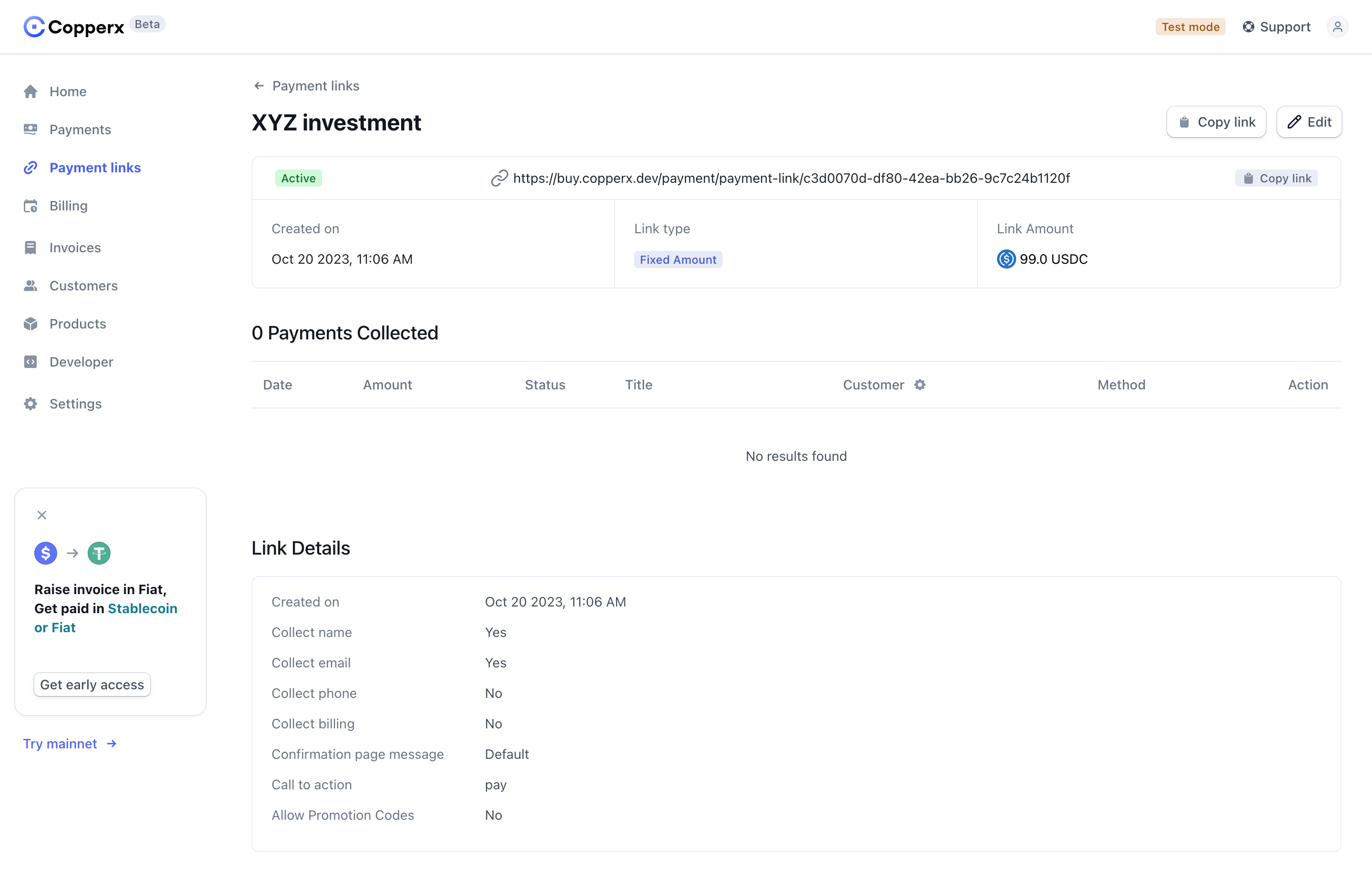 Copperx Payment Link Details