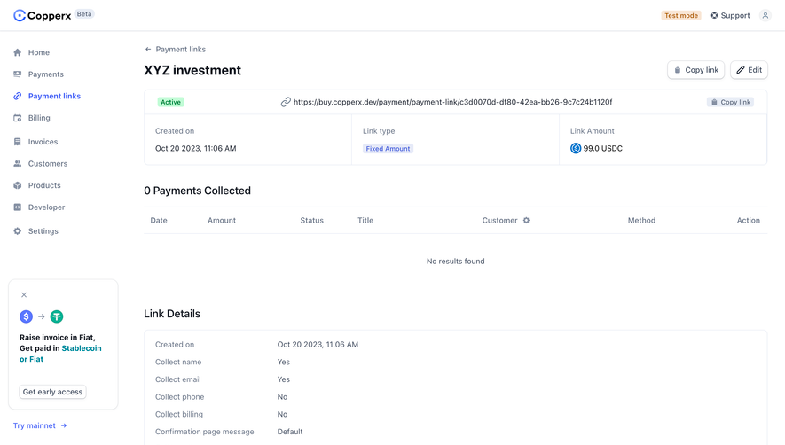 Copperx Payment Link Details