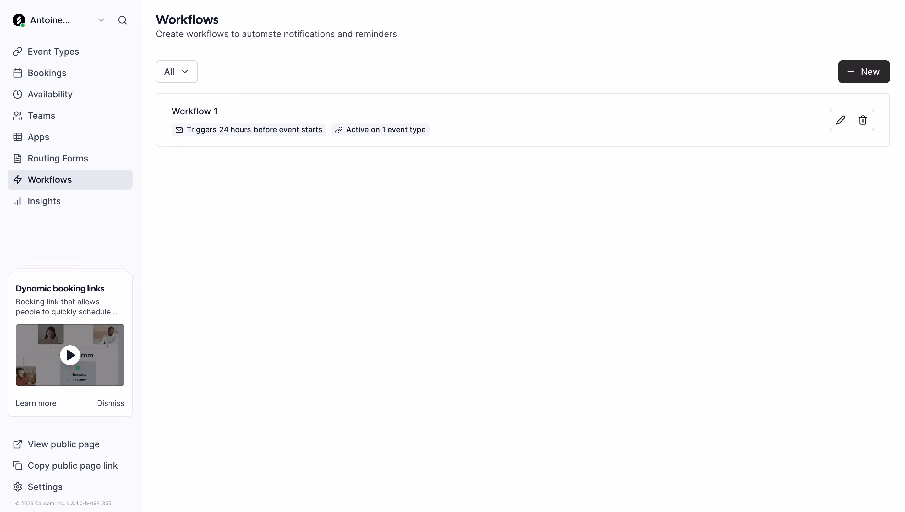 Cal.com Workflow Dashboard