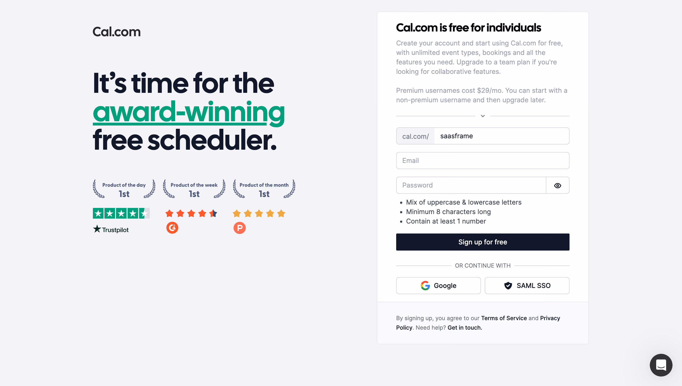 Cal.com Signup