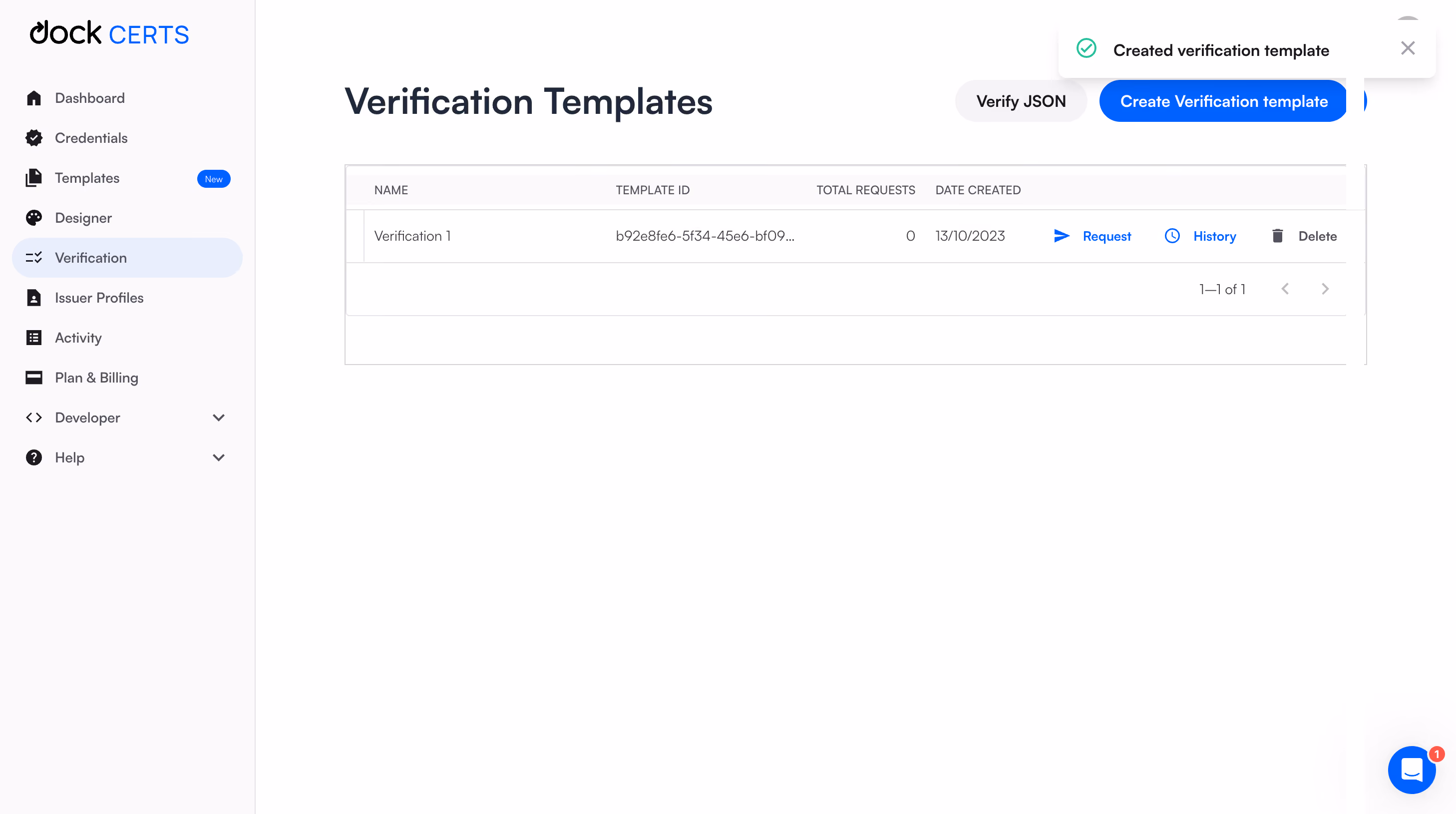 Dock Verification Templates Dashboad