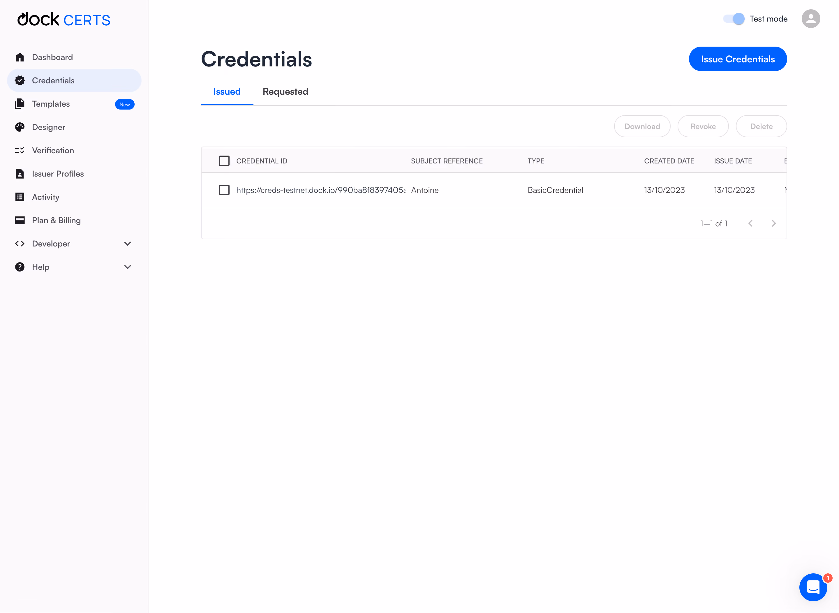 Dock Credentials Dashboard