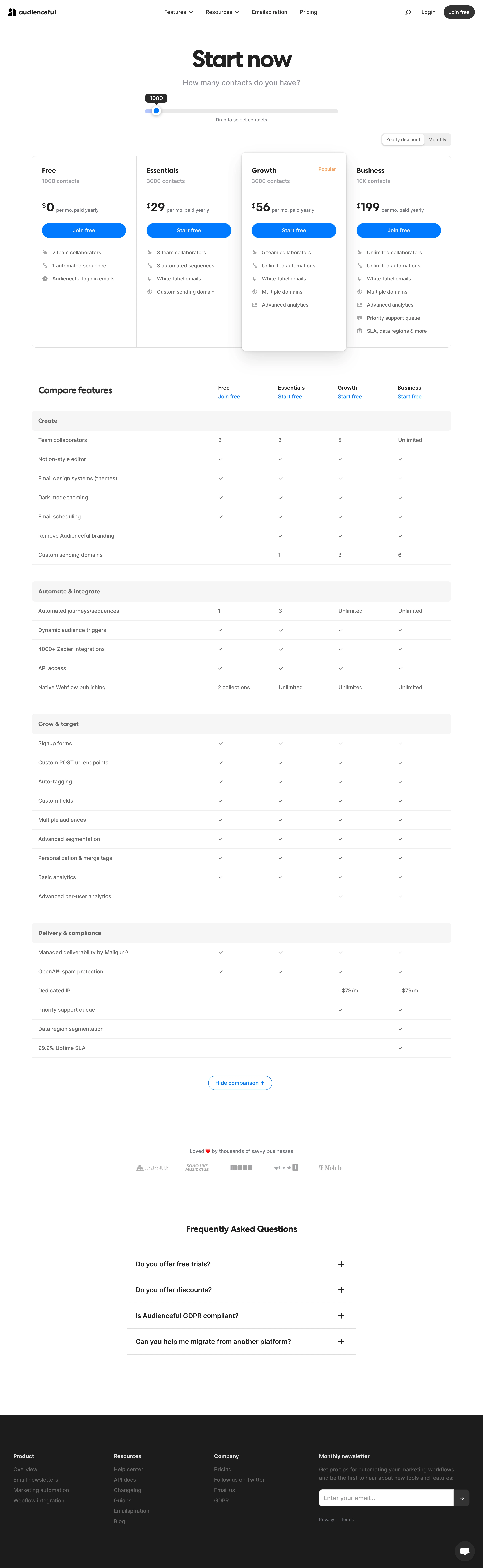 Audienceful Pricing Page