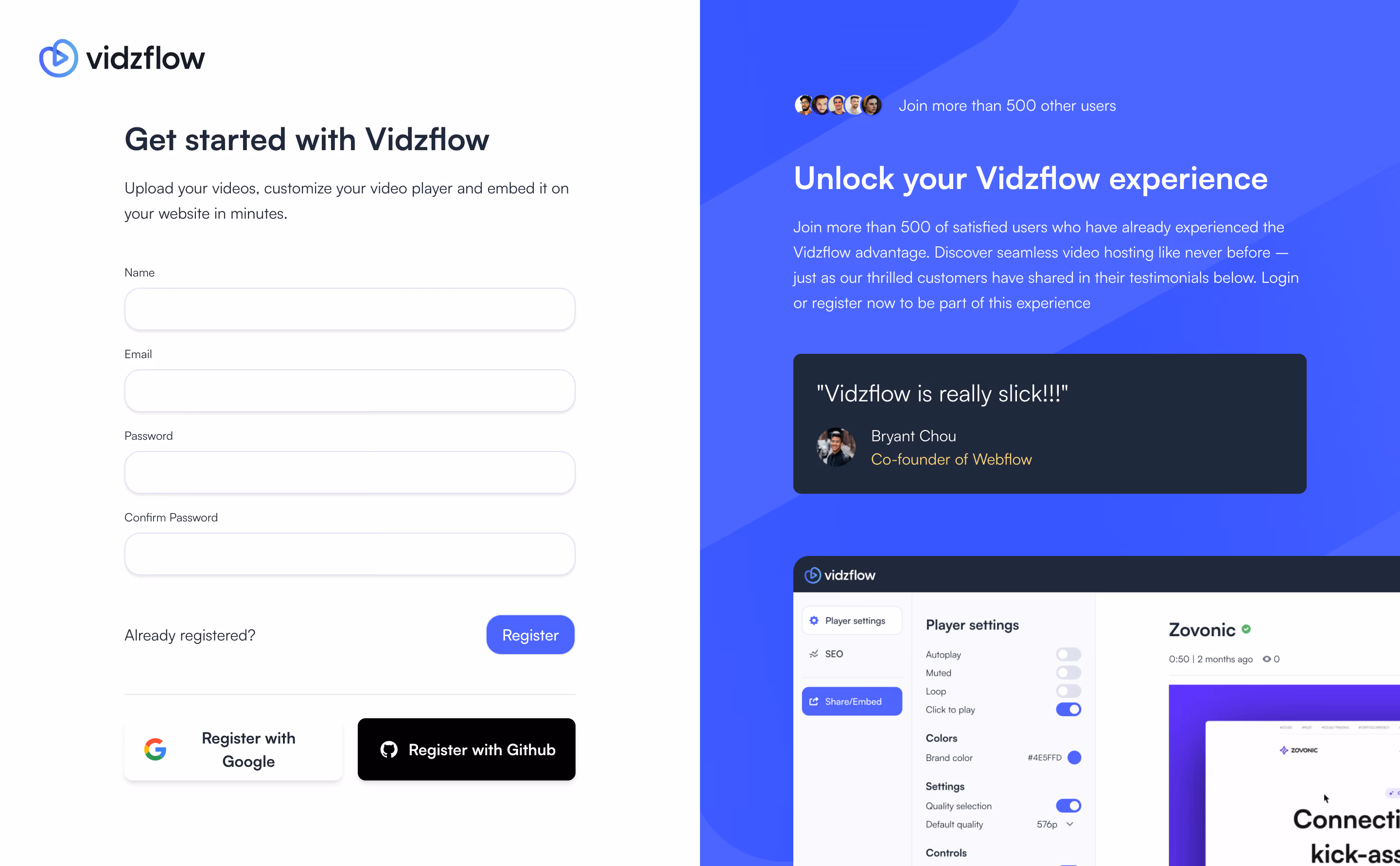 Vidzflow Signup