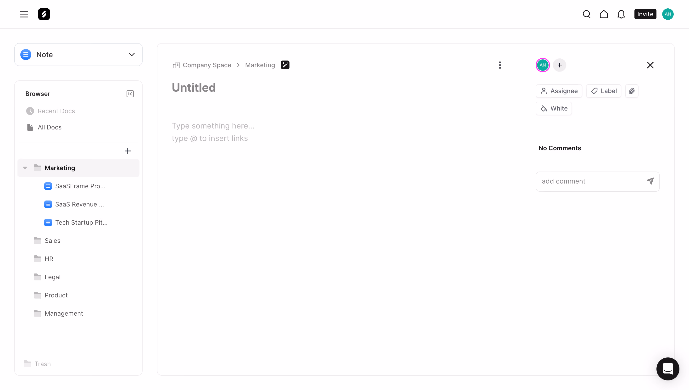 Frame New Note Text Editor