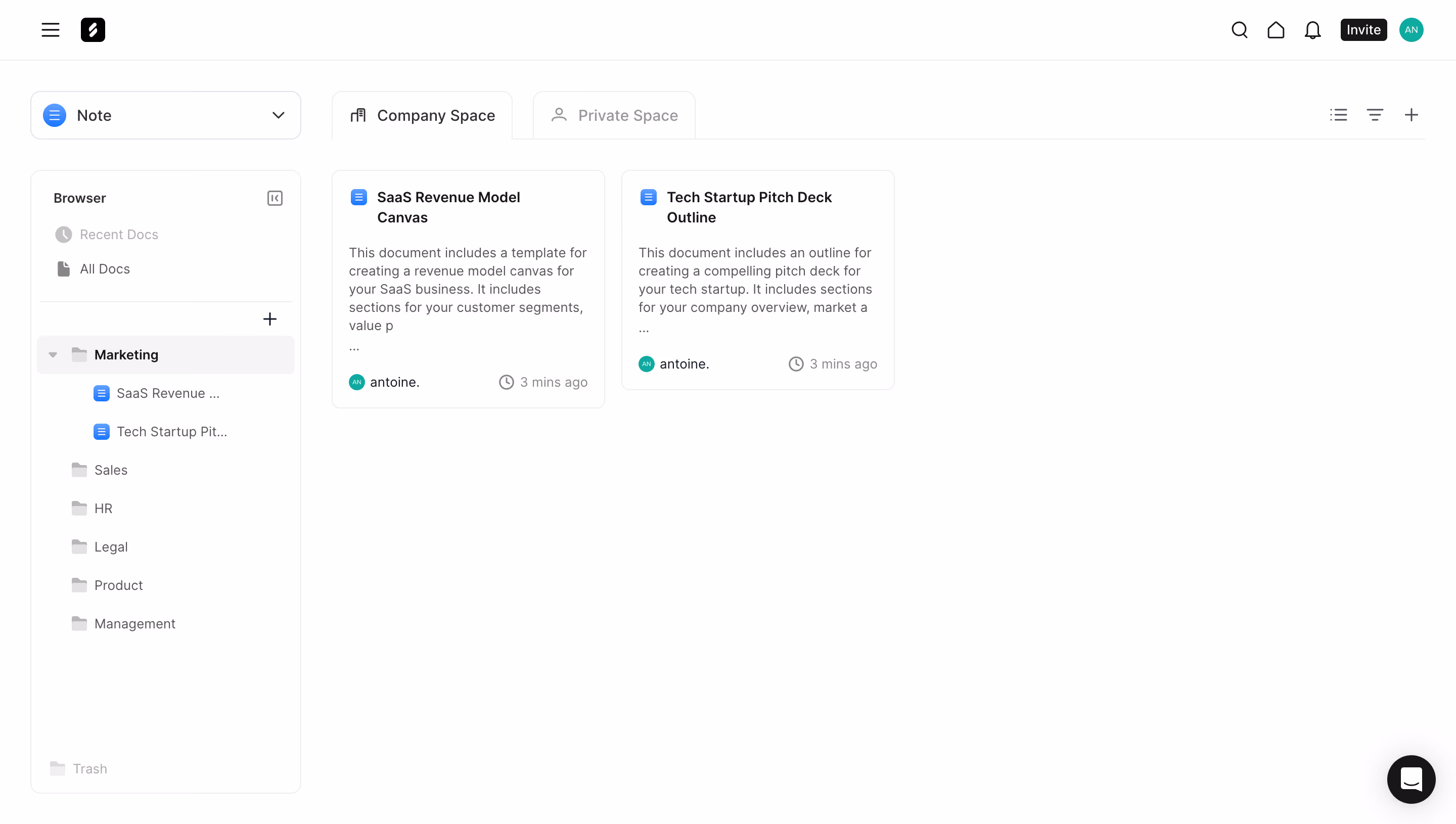 Frame Notes Dashboard