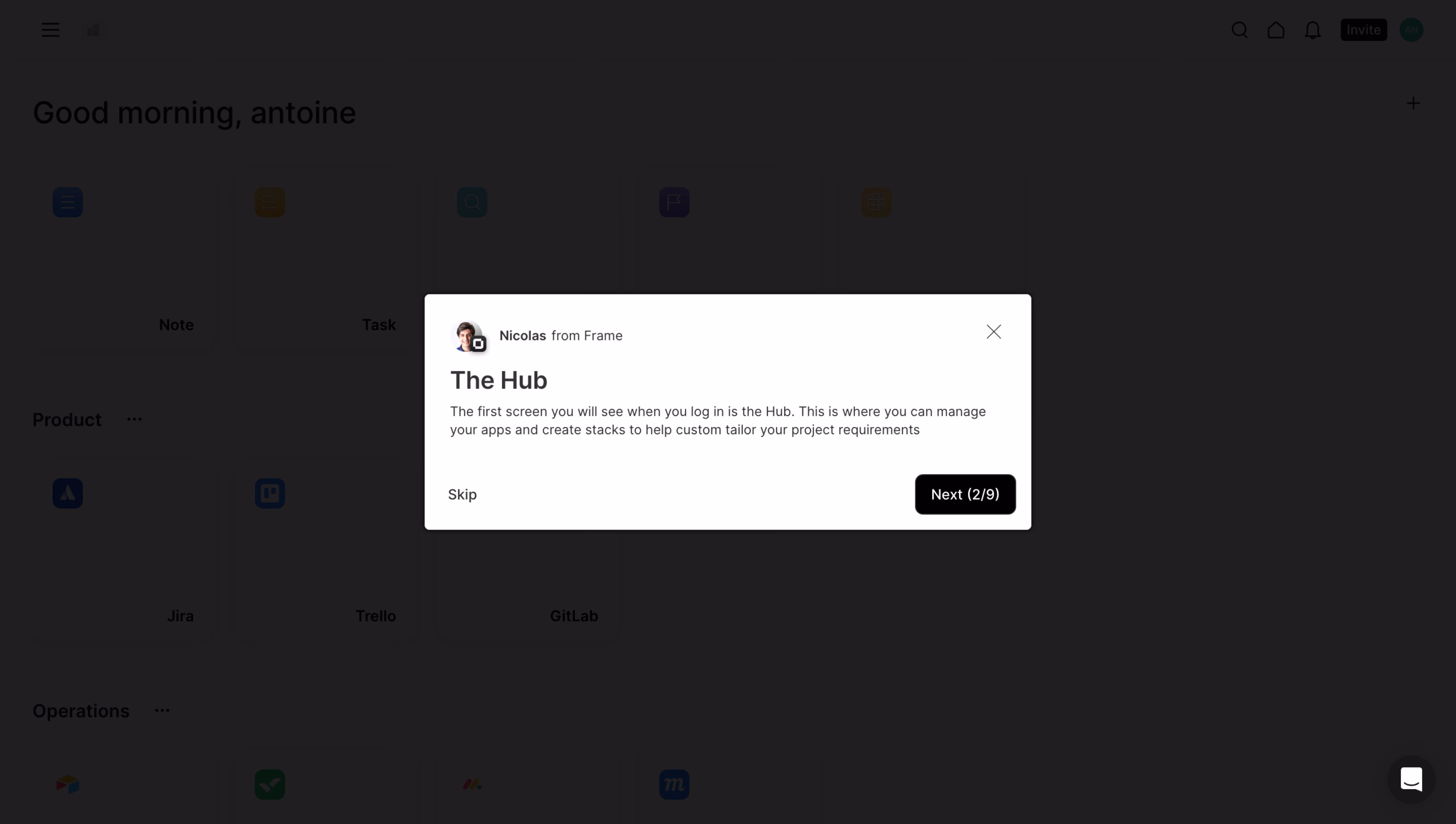 Frame Product Tour