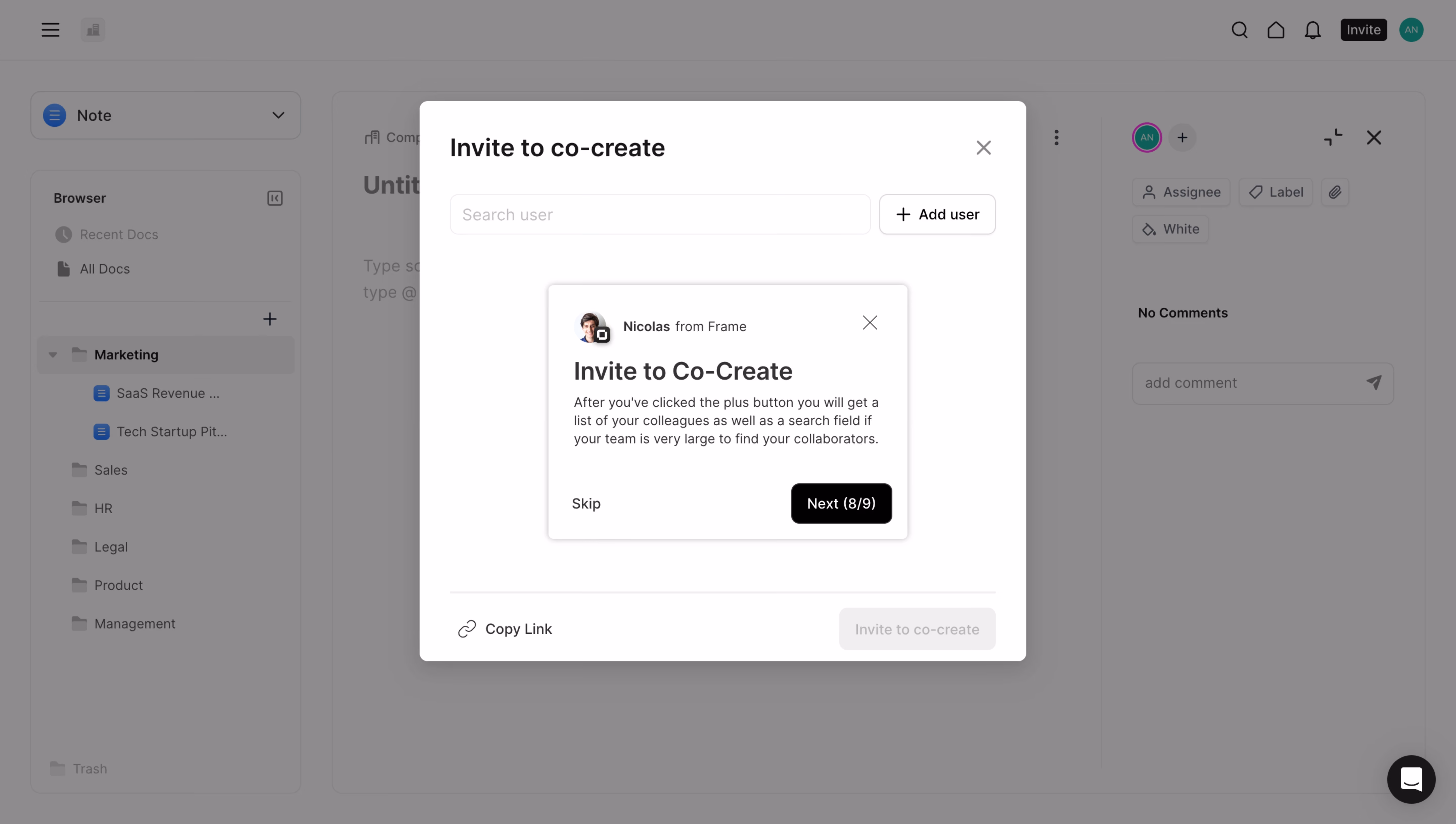 Frame Product Tour