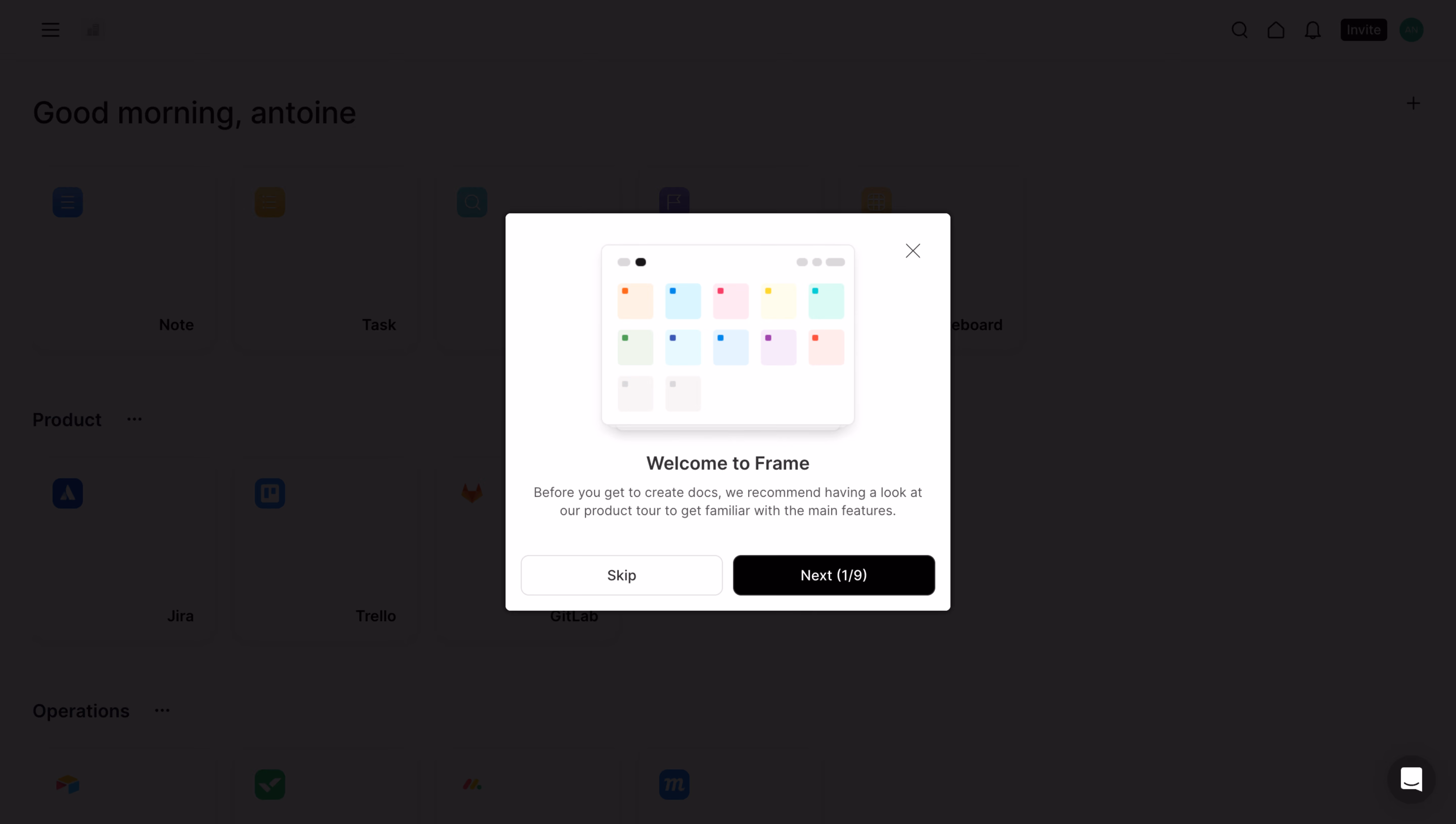 Frame Product Tour