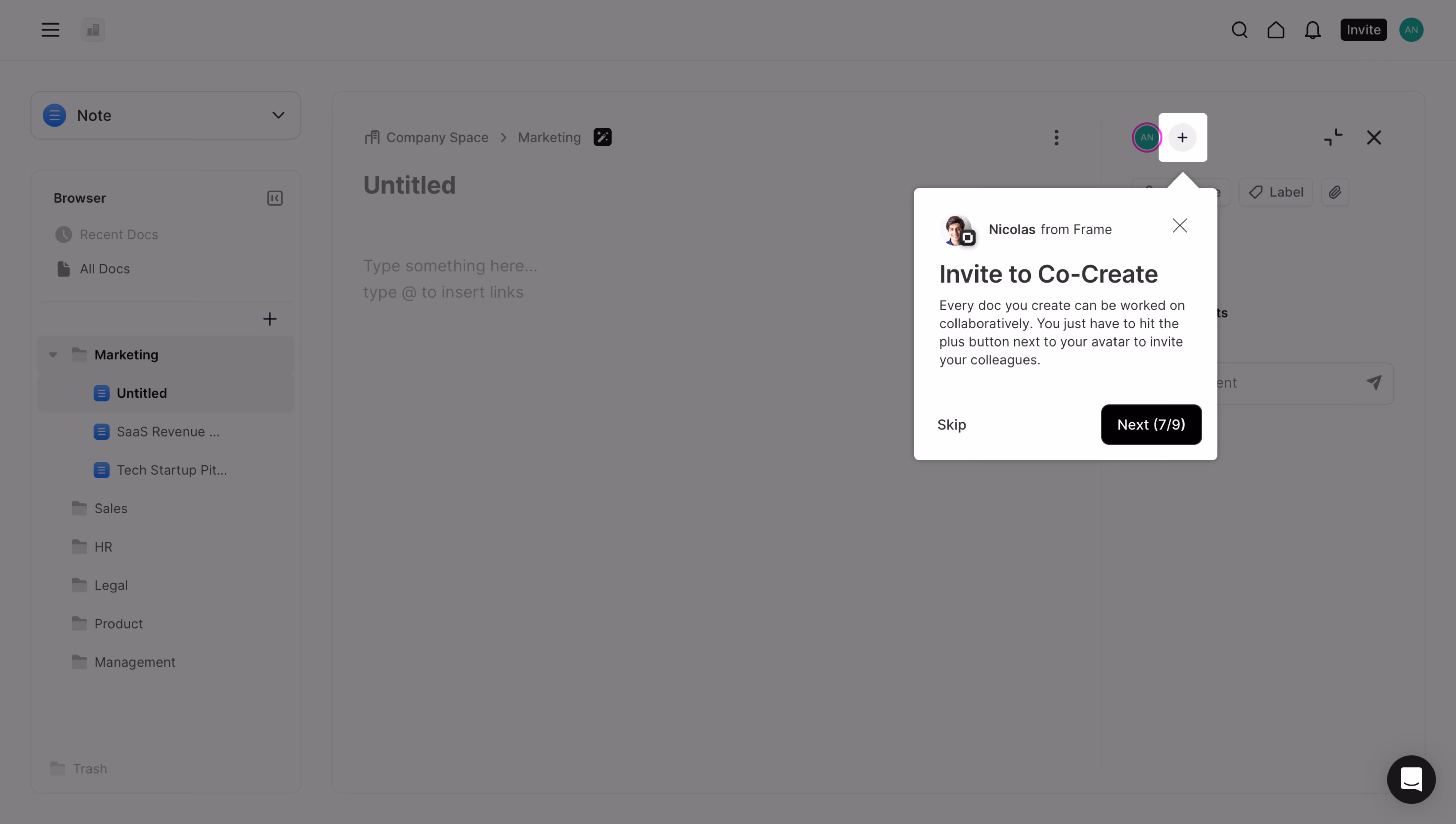 Frame Product Tour