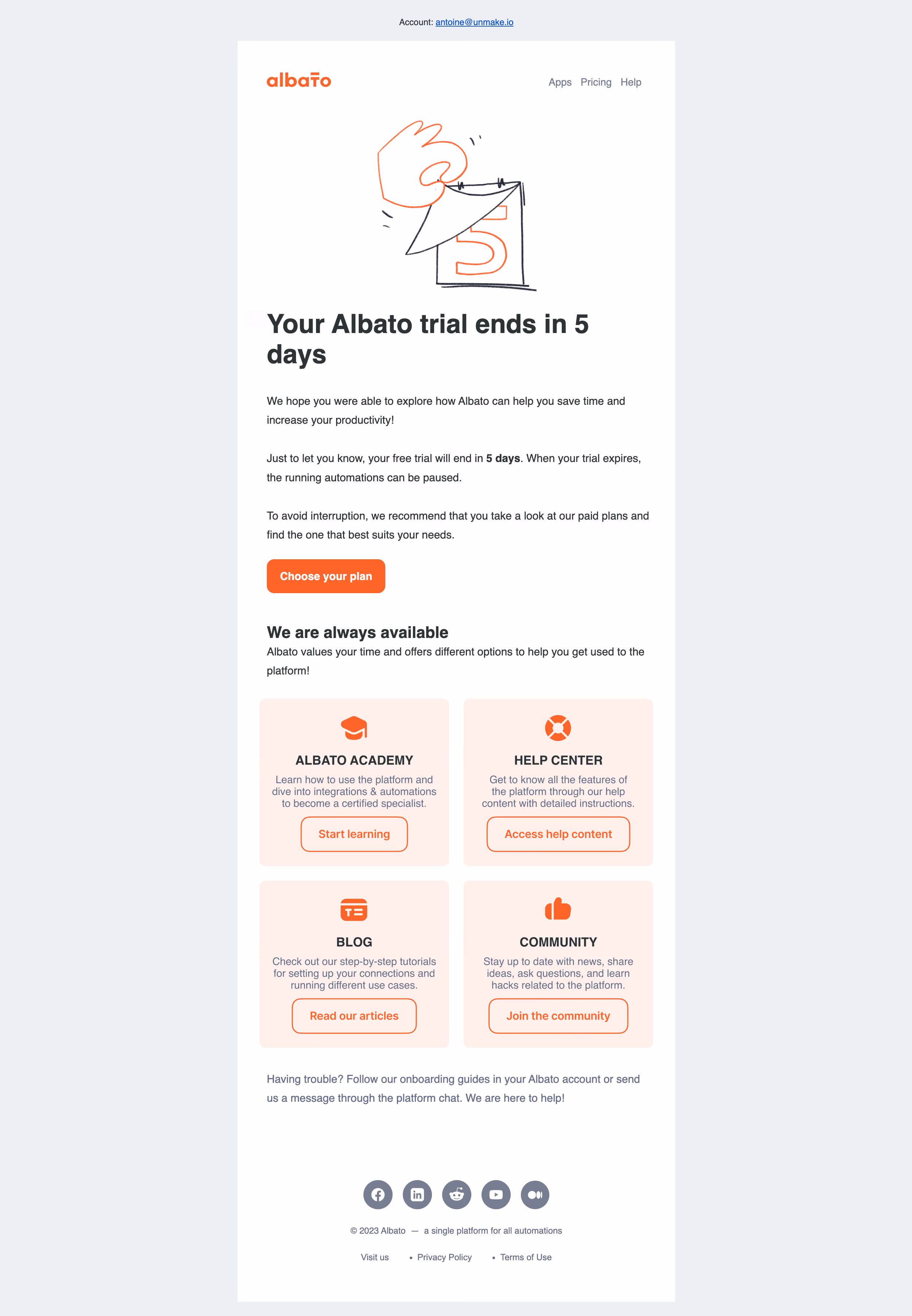 Albato Free Trial Emails