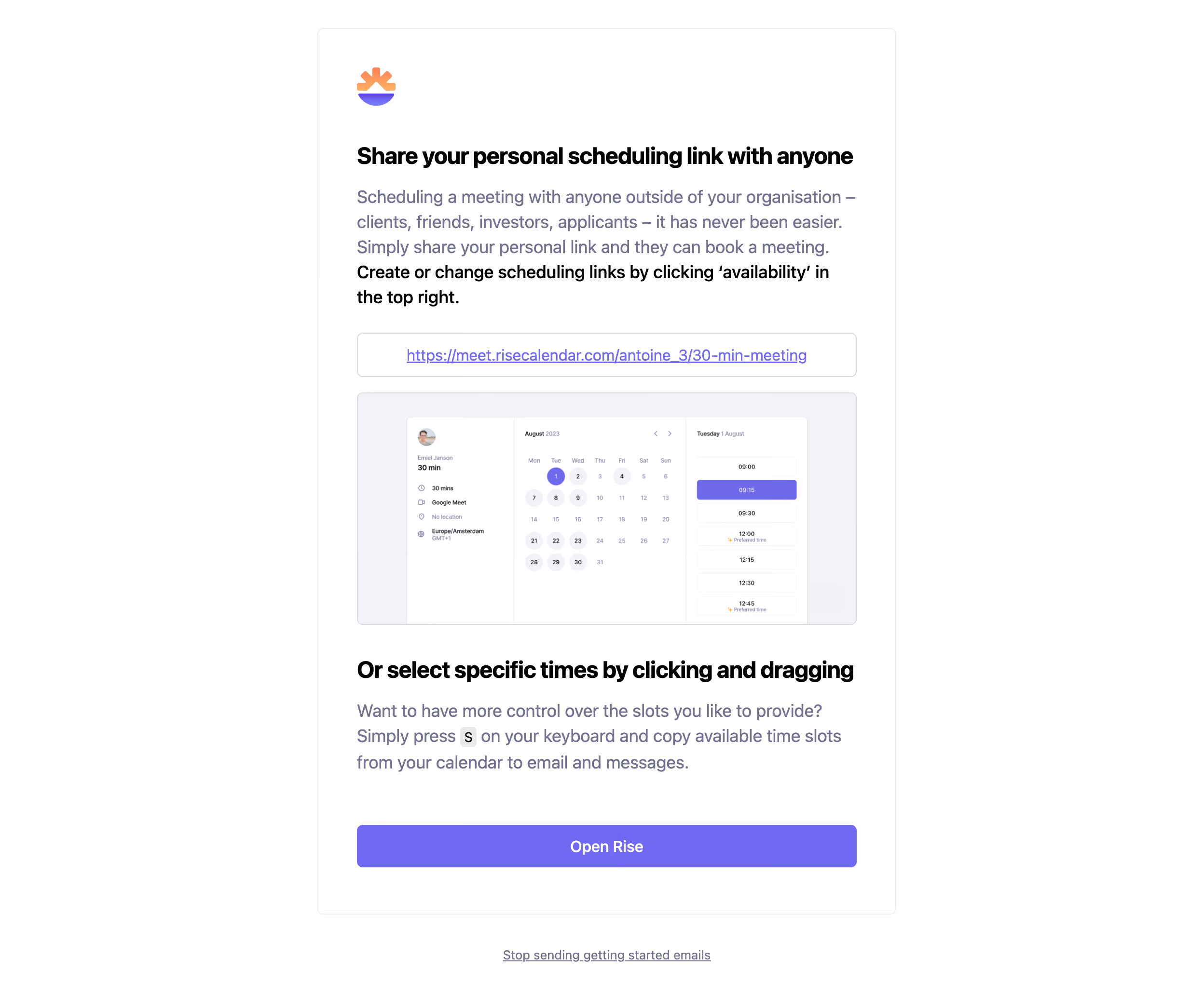 Rise Onboarding Email
